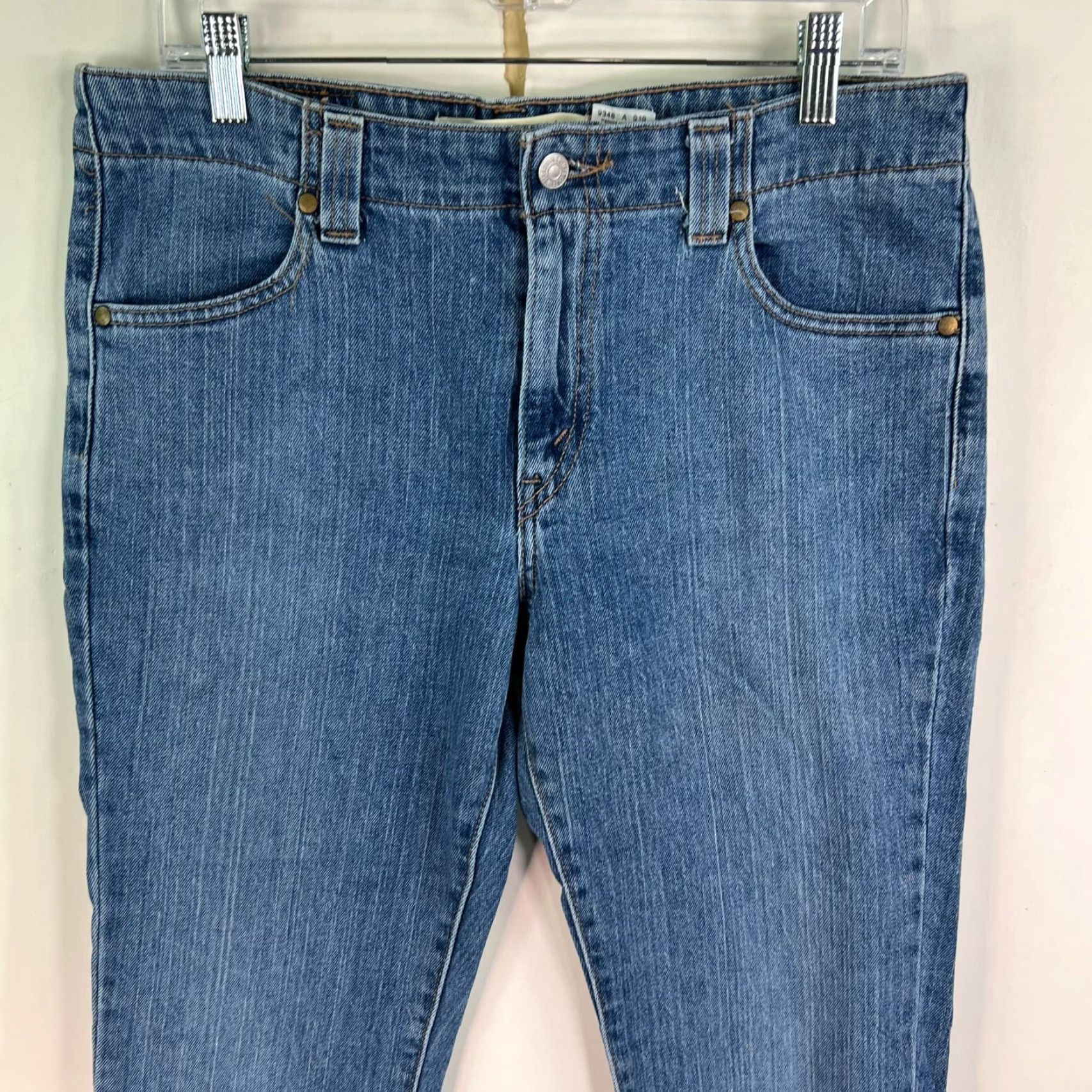 Levi's Levi's 525 Nouveau Bootcut Jeans Blue Denim 12 Regular 34x32 Womens Vintage No 5-Pocket Zipper Logo Button Dark Wash USA 90s Style Size 34" / US 12 / IT 48 - 2 Thumbnail