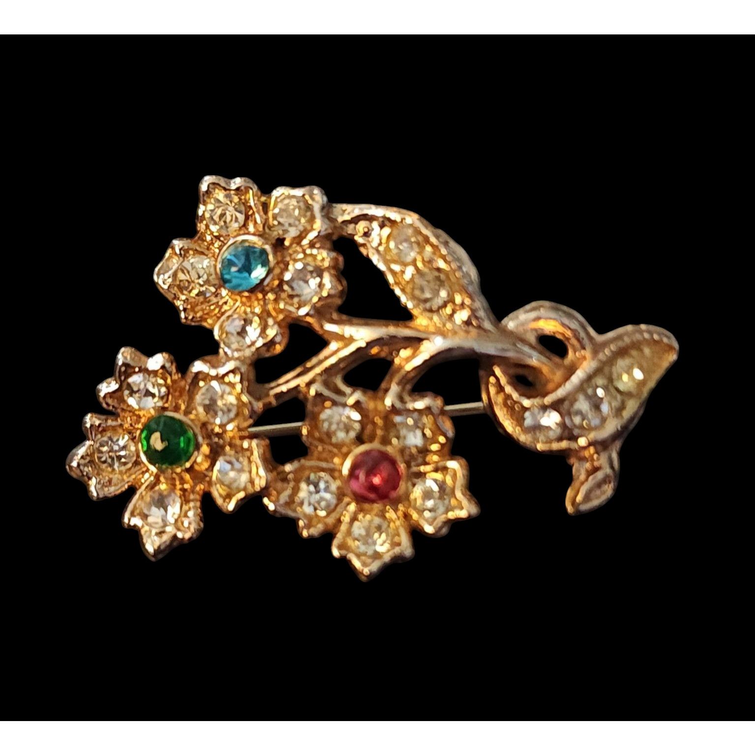 Other Vintage goldtone floral birthstone rhinestones brooch Size ONE SIZE - 1 Thumbnail