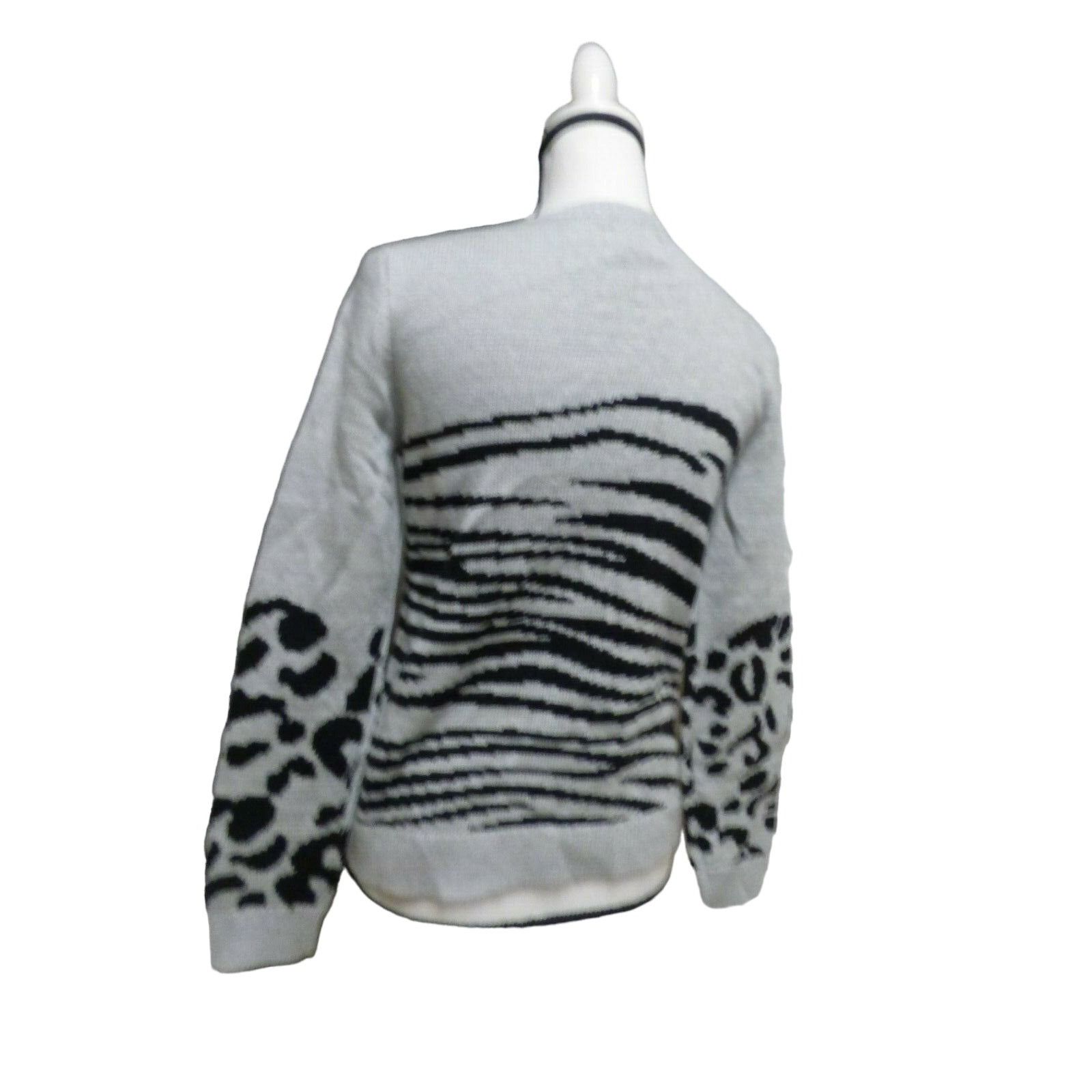 Lucky Brand Lucky Brand Mixed Animal-Print Sweater, Gray, Size XS Size XS / US 0-2 / IT 36-38 - 5 Thumbnail
