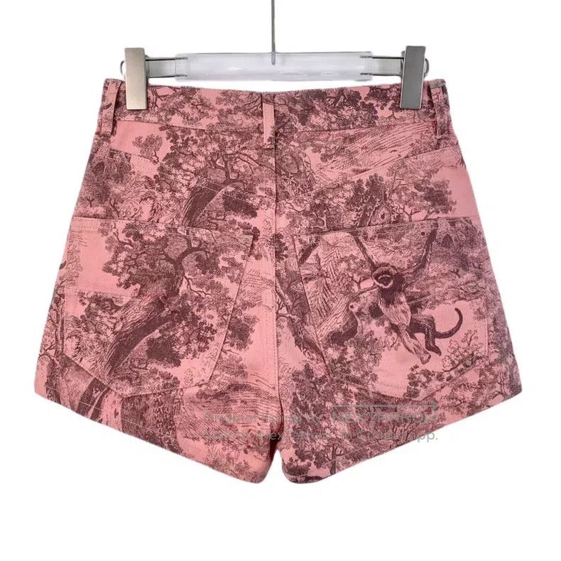 Dior Dior 23 Pink Animal Jungle Printed Cotton Denim Shorts Size 42" / US 20 - 2 Thumbnail