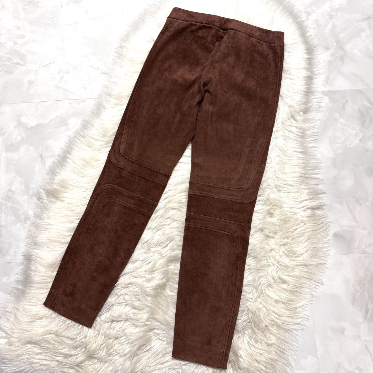 Brunello Cucinelli Brunello Cucinelli Framed Suede Leather Pants Brown Size 27" / US 4 / IT 40 - 7 Thumbnail