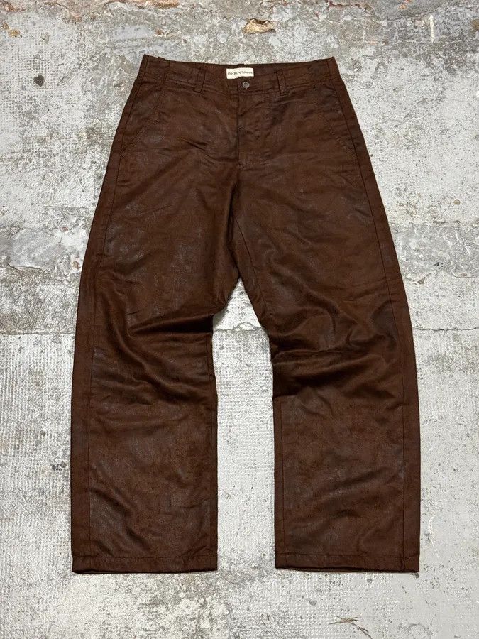 Emporio Armani 1990s Emporio Armani Brown Irregular Leather Large Pants Size US 32 / EU 48 - 1 Thumbnail