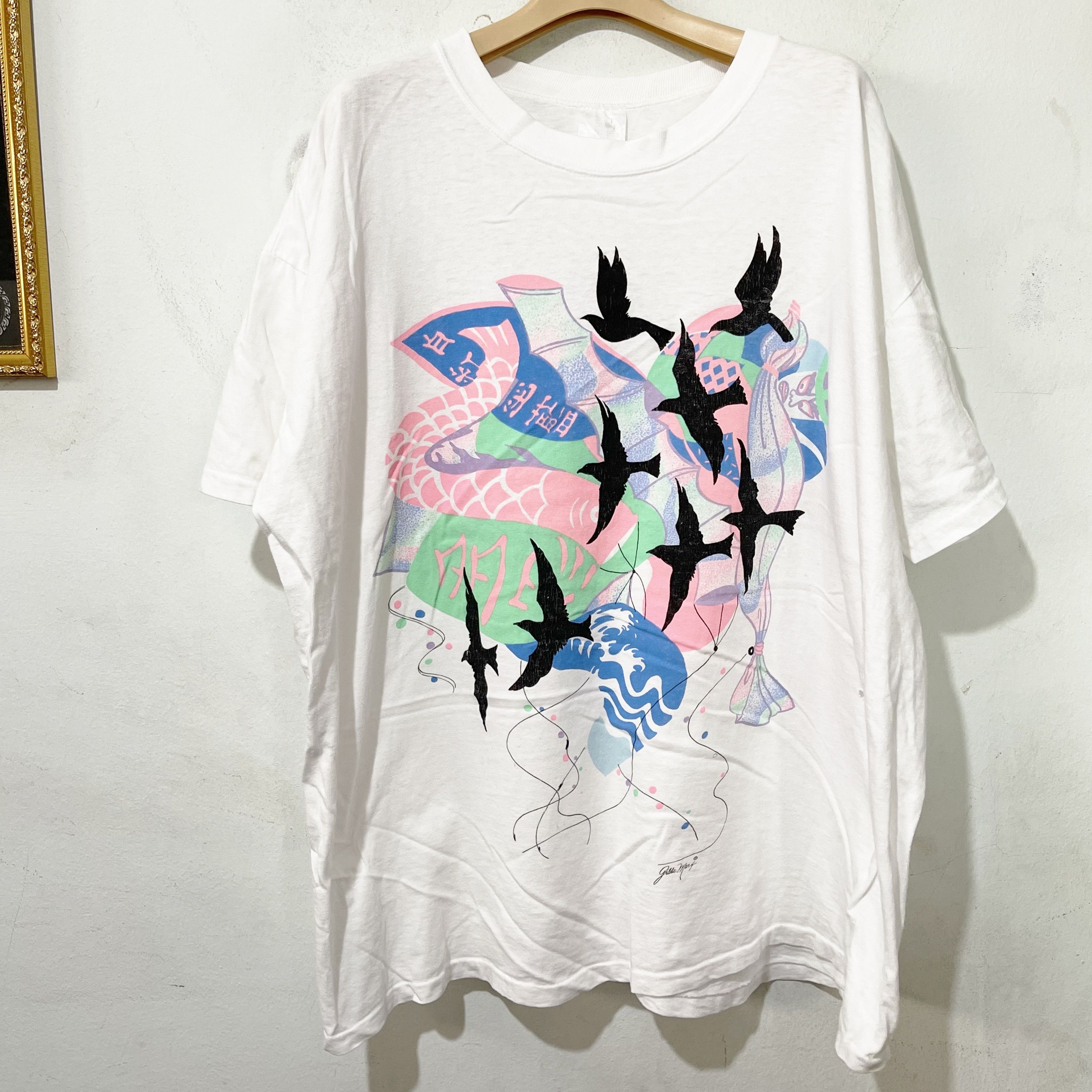 Vintage Vintage 90s Japanese Koi Fish T-Shirt Size US XXL / EU 58 / 5 - 1 Thumbnail