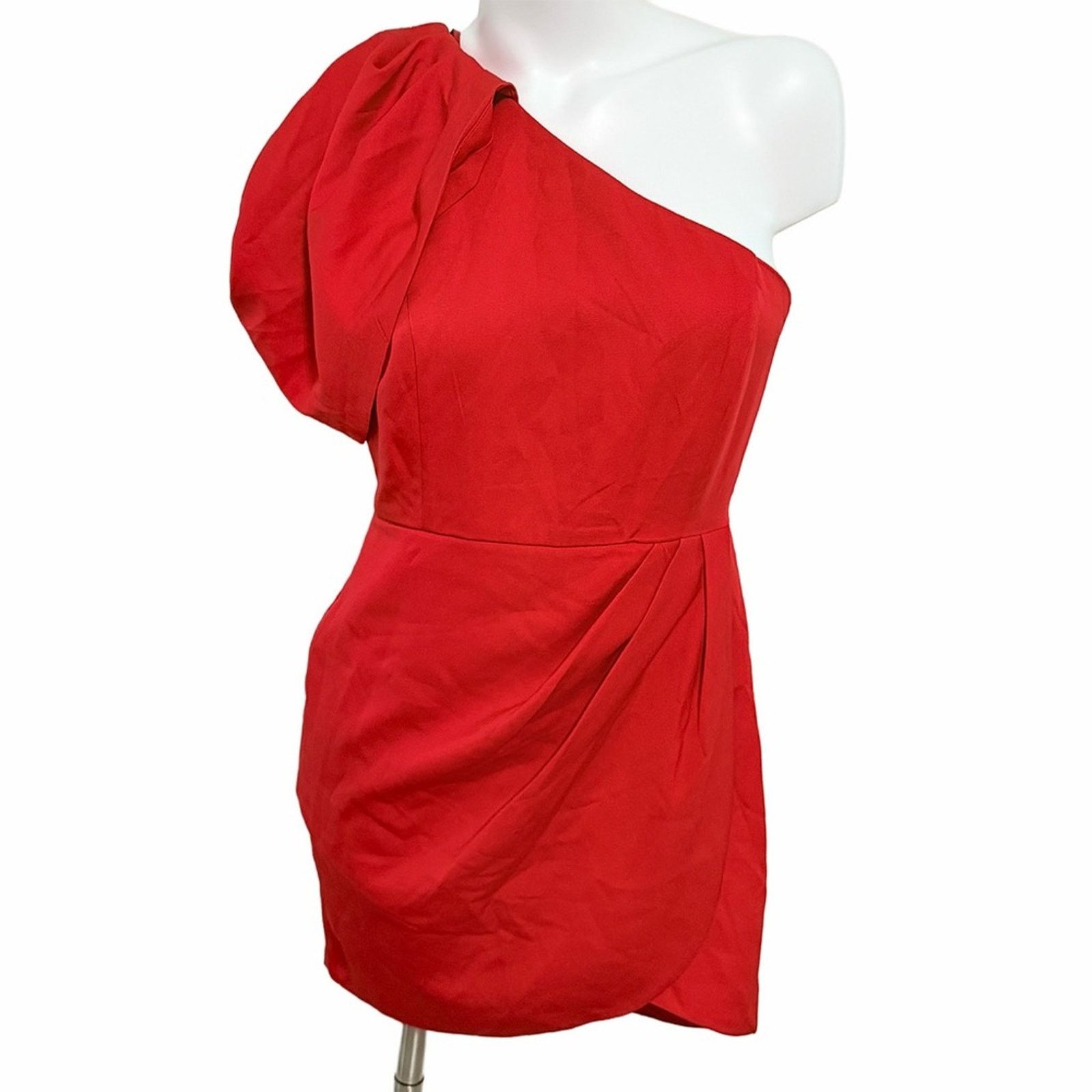 Other Do+Be Red One-Shoulder Puffed pleated Cocktail Dress large Size L / US 10 / IT 46 - 1 Thumbnail