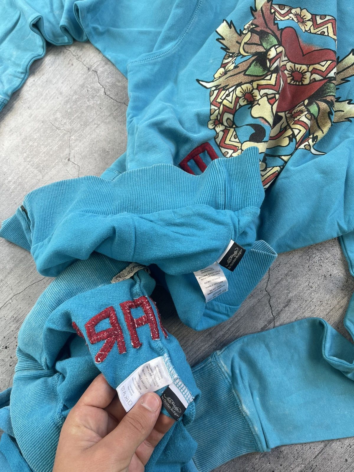 Ed Hardy × Vintage Vintage Y2k Ed Hardy Suit(Pants+Zip Sweatshirt) Skull ☠️ 90’s Size XL / US 12-14 / IT 48-50 - 7 Thumbnail