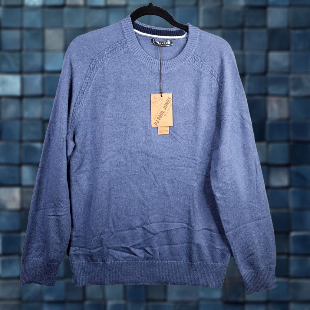 Vintage PAUL JONES Men Blue Crew Neck Pullover Cardigan Size M New Sweater Regular Knit Long Sleeve Casual Vintage: No Size US M / EU 48-50 / 2 - 1 Thumbnail