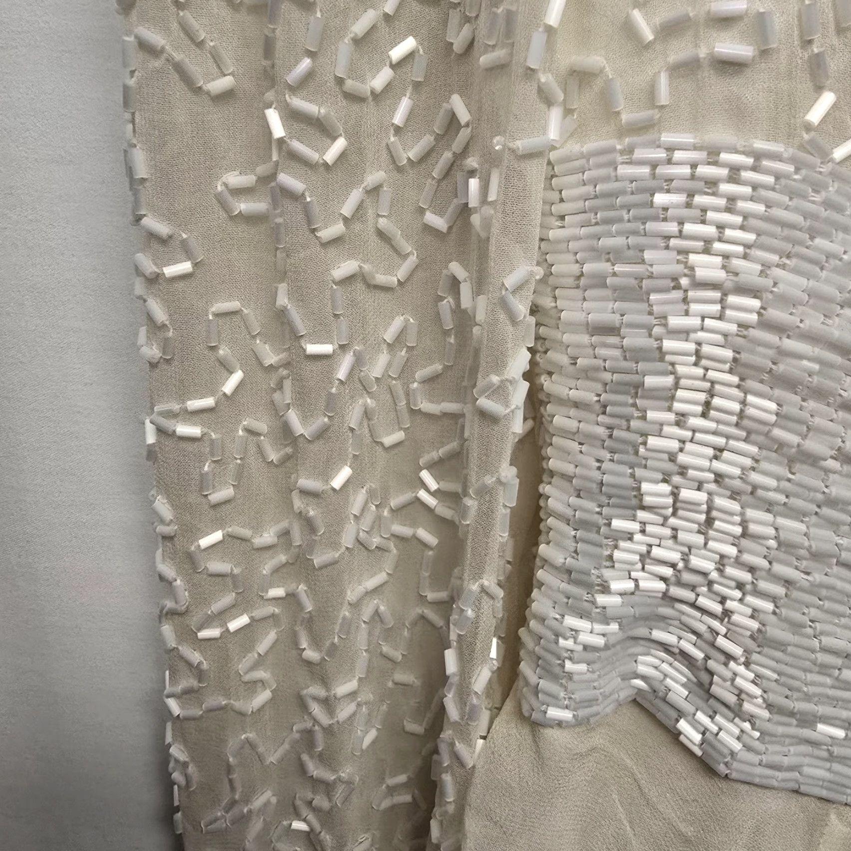 VINTAGE Gigi's Closet Beaded Silk Wedding Dress Long Gown Womens M 100% Silk Off the Shoulder Ivory Ball Gown Wedding Dress 1990s Womens (M)