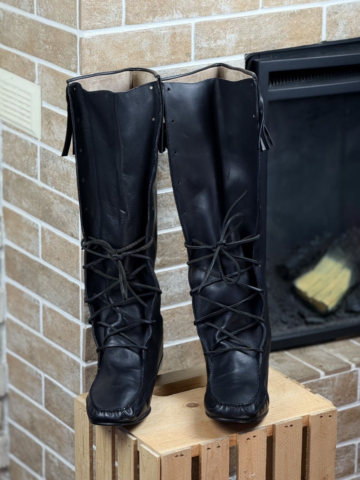 Gucci 1999 Gucci Tom Ford Black Lace Up Knee Leather Moccasin Boot Size US 10.5 / IT 40.5 - 4 Thumbnail