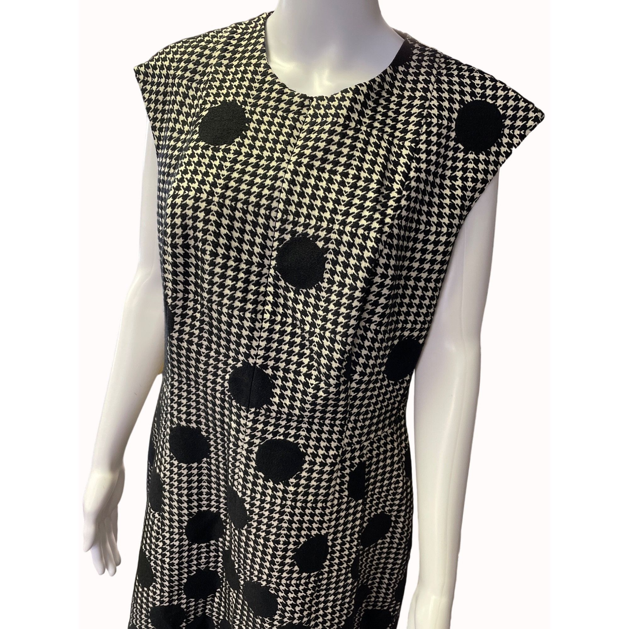 Other Akris Punto Women's Black & White Houndstooth Dress Sleevele Size XL / US 12-14 / IT 48-50 - 2 Thumbnail