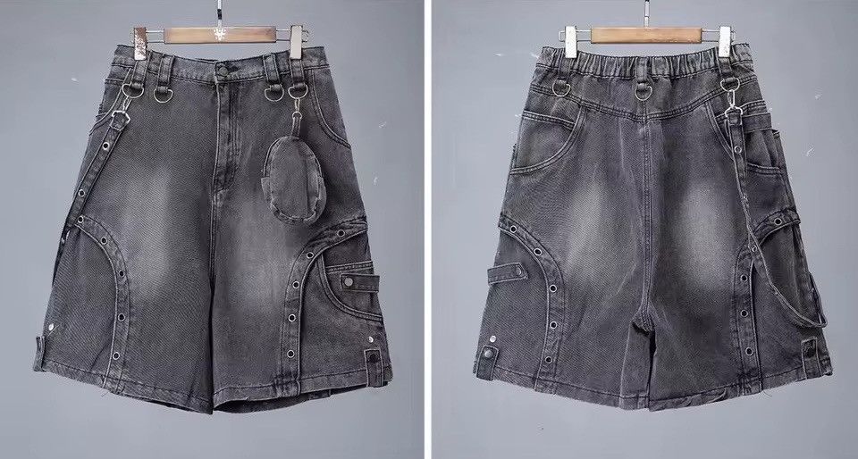 Other Punk Streetwear Cargo Multi Pockets Denim Shorts Size US 32 / EU 48 - 11 Thumbnail