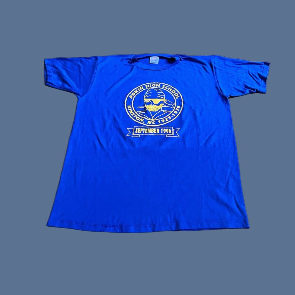 Jerzees VINTAGE Jerzees Adkin High School North Carolina Shirt Men’s Large Blue Short Sleeve Crew Neck Graphic Print 90s Retro Logo Size US L / EU 52-54 / 3 - 1 Thumbnail