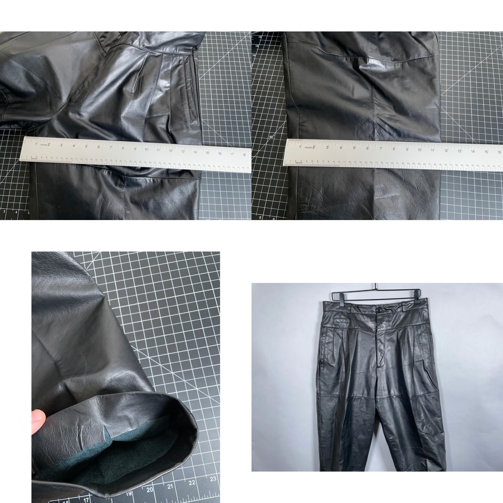 Vintage VINTAGE 4 Openers Leather Motorcycle Pants Mens 33 x 31 Black Lined Tapered 90s Decade 34 Tag Mens Size US 33 - 8 Thumbnail