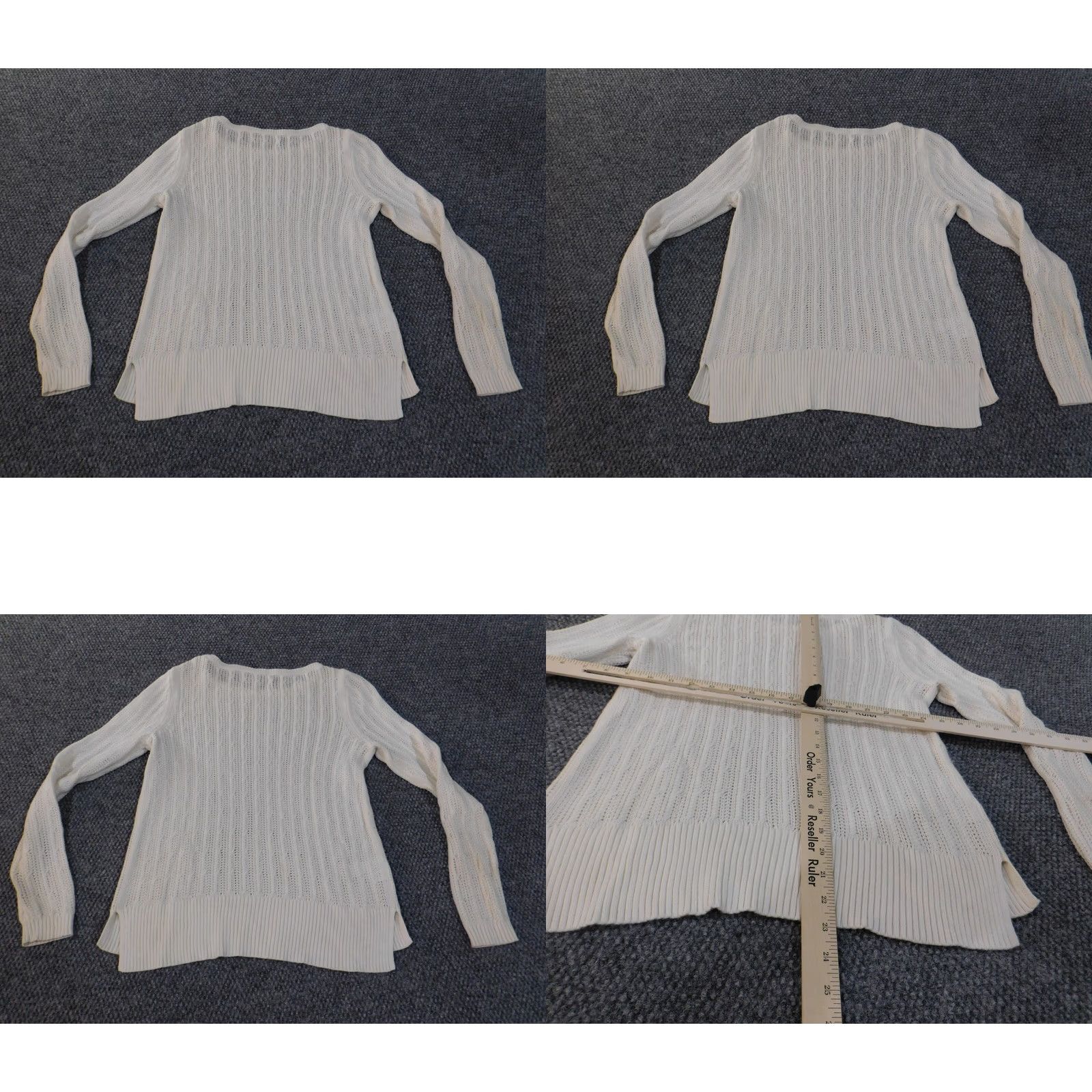 Loft LOFT Sweater Shirt Women Regular Size S White Knit Round Neck Pullover Cotton Rayon Silk Stretch Long Sleeve Casual Modern 90s Size S / US 4 / IT 40 - 8 Thumbnail