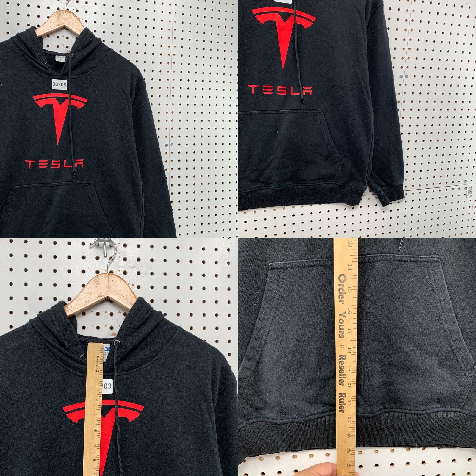 Vintage Tesla Hoodie Mens Small Black Pullover Sweatshirt Graphic Print 20x24 Size US S / EU 44-46 / 1 - 9 Thumbnail