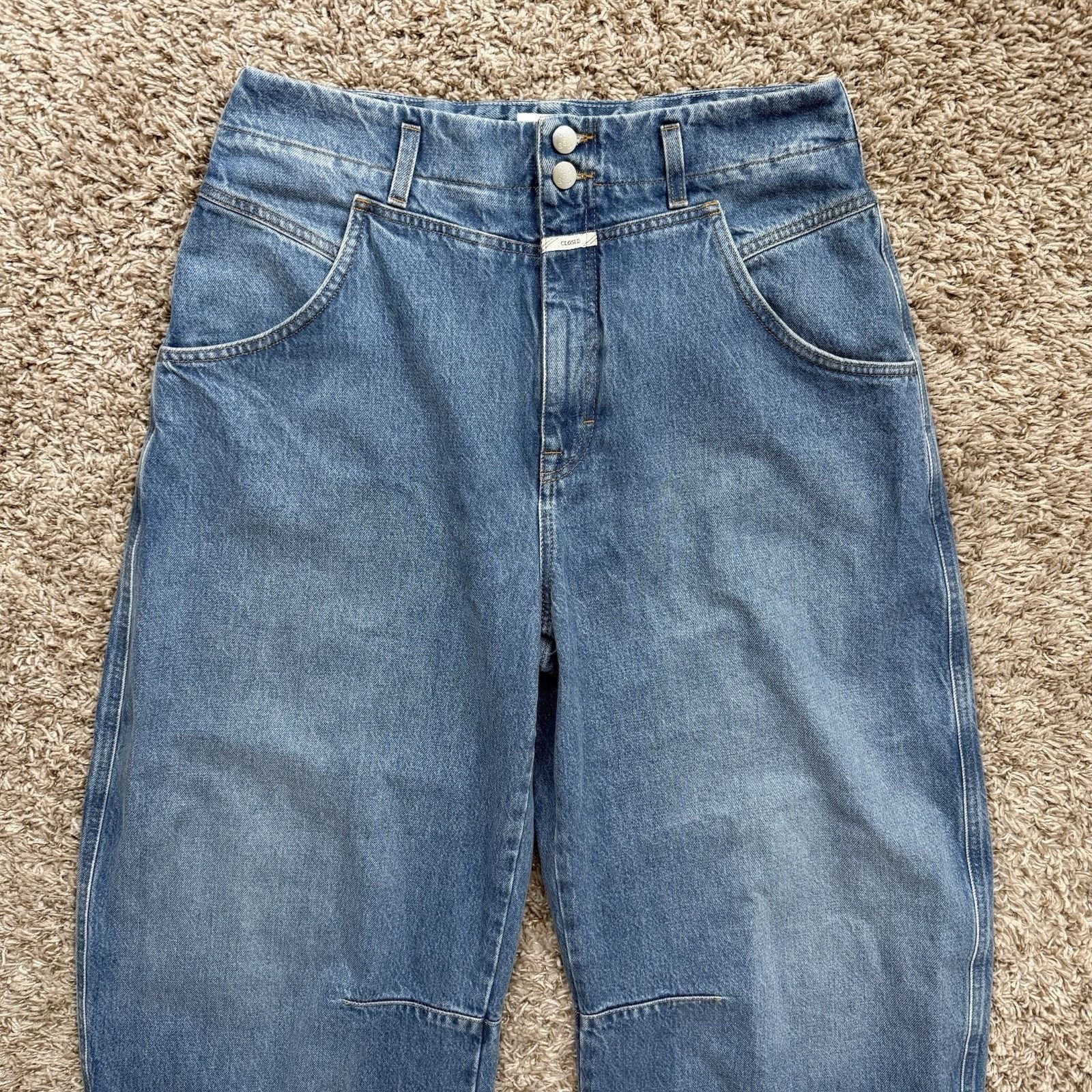 CLOSED CLOSED Made Italy Light Wash Blue Denim Barrel Jeans Baggy Size 33" - 9 Thumbnail