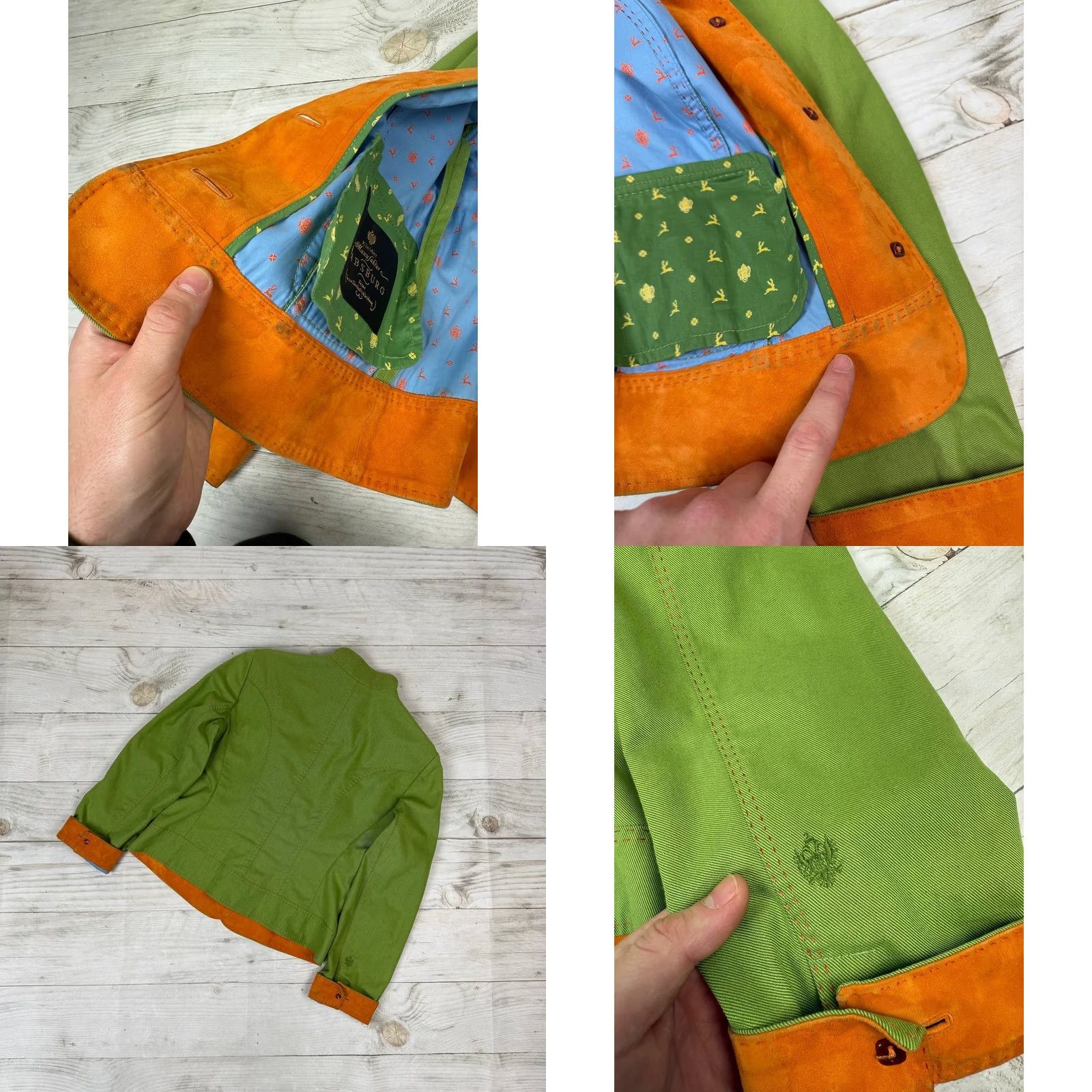 Vintage Habsburg Blazer Jacket Denim Leather Women Size US 8 Green Size M / US 6-8 / IT 42-44 - 8 Thumbnail
