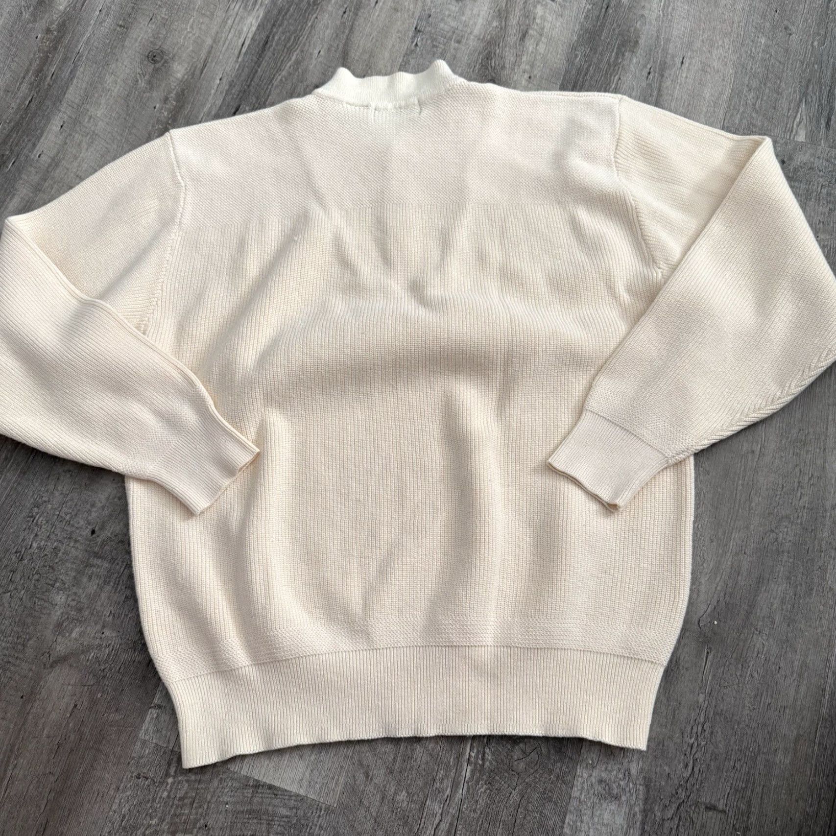 Eddie Bauer VINTAGE Eddie Bauer Sweater Mens XLT Tall Beige Henley Fisherman 100% Cotton Knit Button Ribbed Knit Not Frayed? Size US XL / EU 56 / 4 - 6 Thumbnail