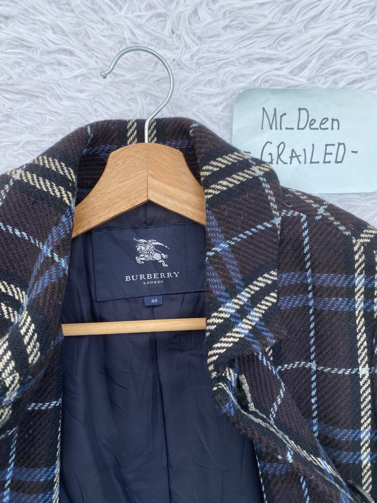 Burberry Rare Vintage Burberry Wool Checkered Long Coat/ Jacket Size 34R - 8 Thumbnail