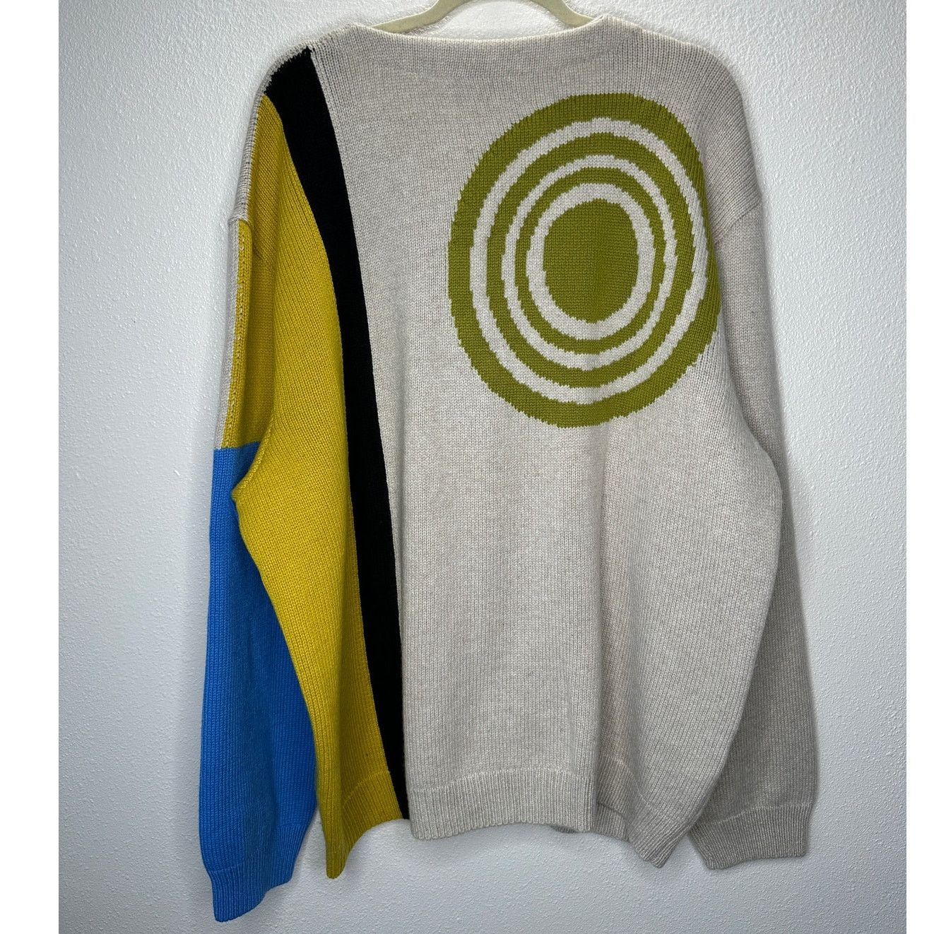 The Elder Statesman The Elder Statesman Tan Blue Green Block & Spiral Cardigan L Size US L / EU 52-54 / 3 - 10 Thumbnail