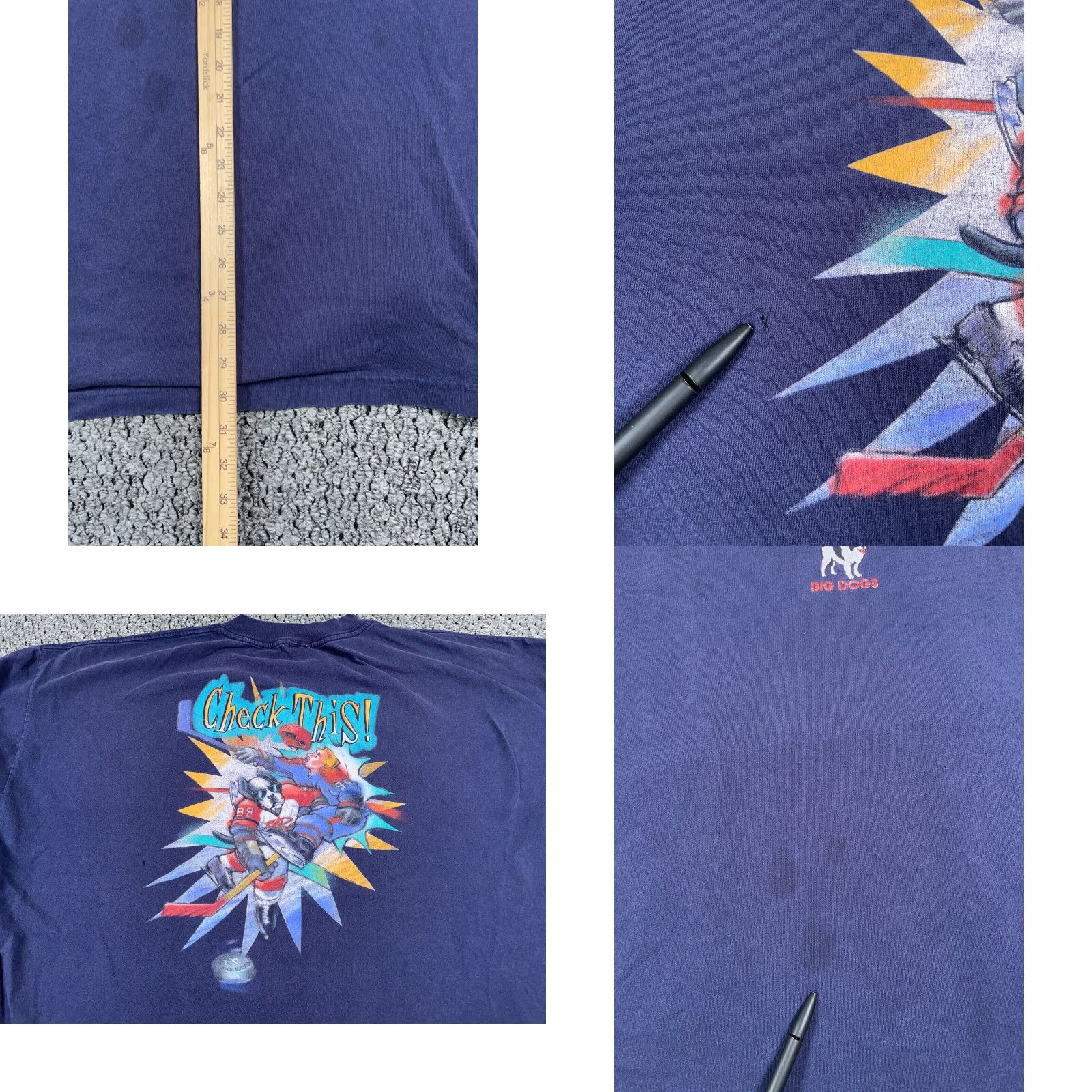 Big Dogs VTG Big Dogs Check This Hockey Print T-Shirt Adult 4X Dark Blue USA Made Mens Big 4X Cotton Graphic Print 90s Vintage Size US XXL / EU 58 / 5 - 8 Thumbnail