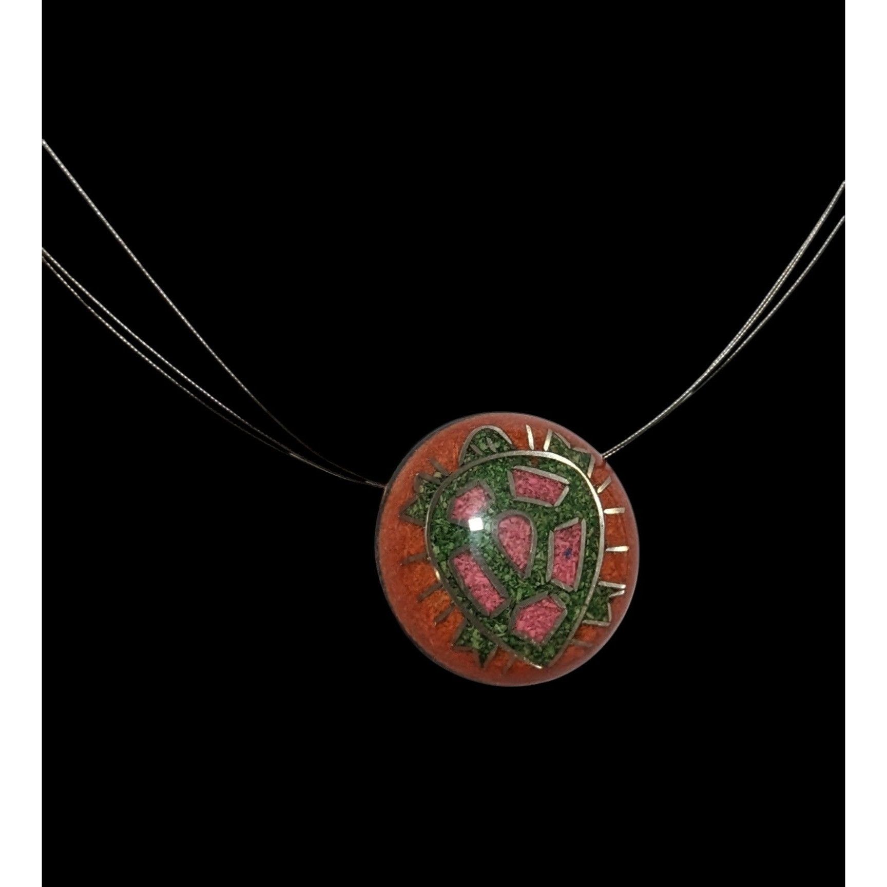 Other Vintage Southwestern Crushed Stone In Resin Turtle Pendant N Size ONE SIZE - 3 Thumbnail