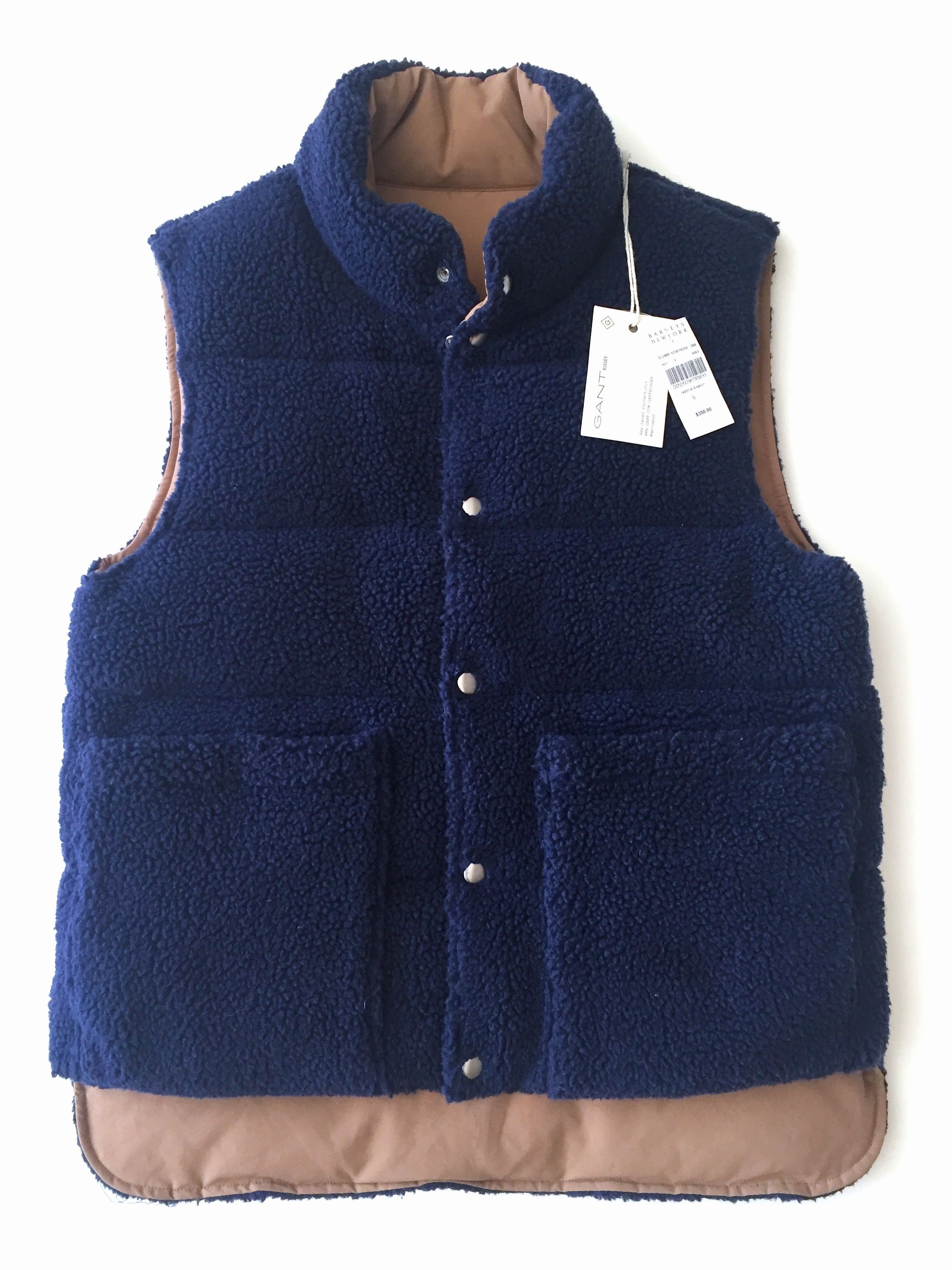 REVERSIBLE BLUE SLEEVELESS VEST IN NYLON AND SHERPA, CHILD