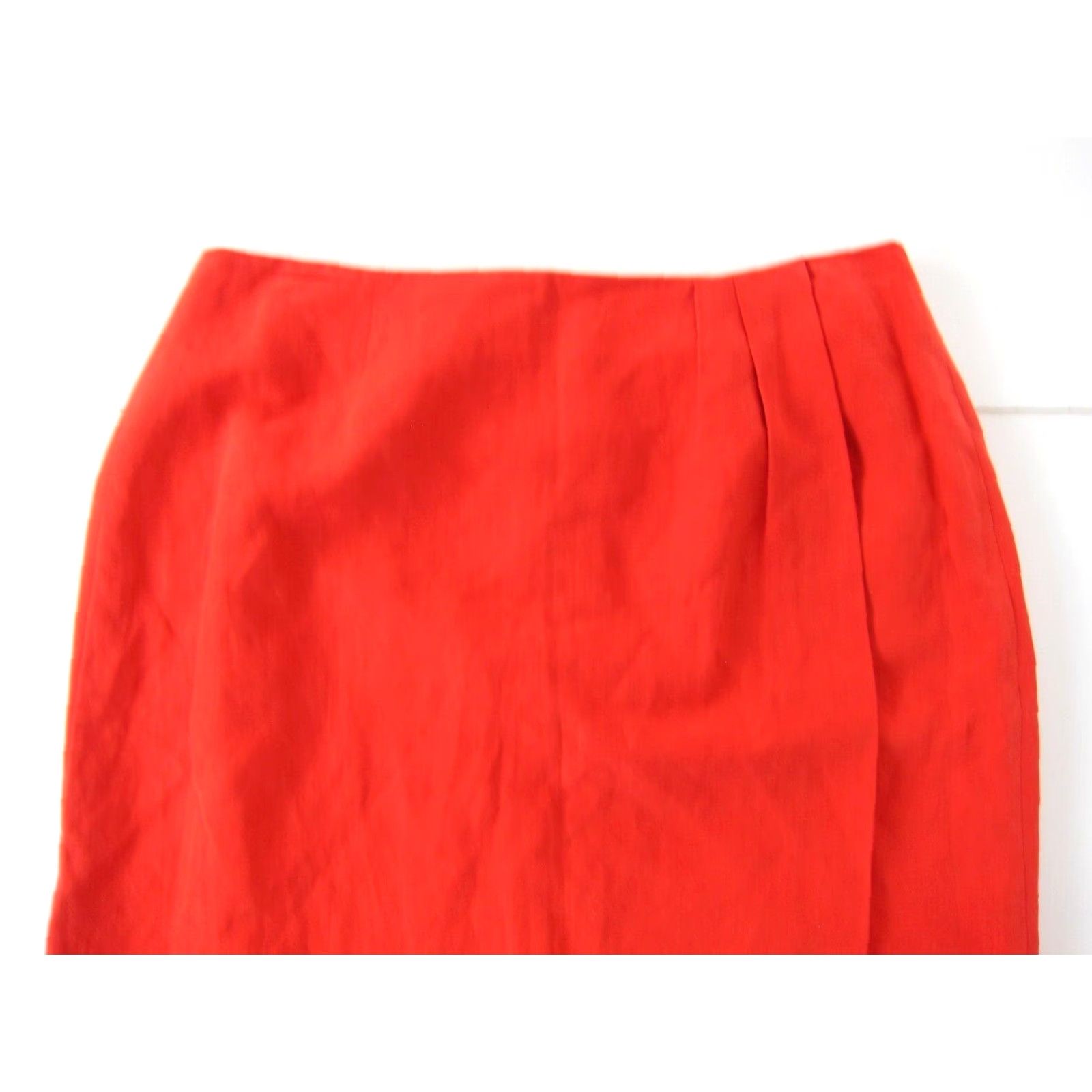 Vintage NWT Josephine Chaus Silk Linen Red Straight Pencil Wrap Skirt Women 12 Size 34" / US 12 / IT 48 - 4 Thumbnail