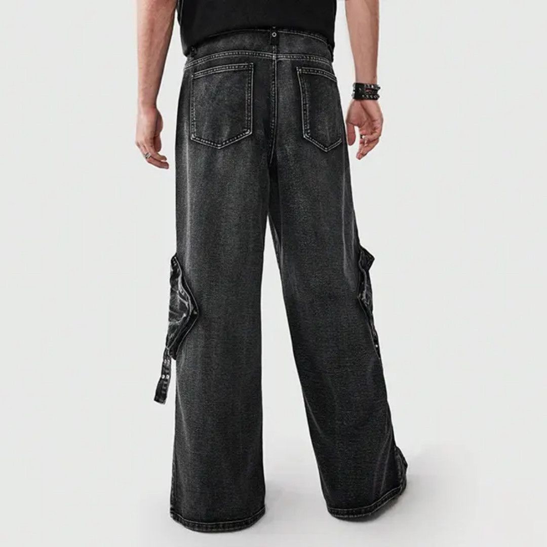 Japanese Brand Streetwear work jeans heavy duty zipper wide leg jeans Size US 37 - 2 Thumbnail