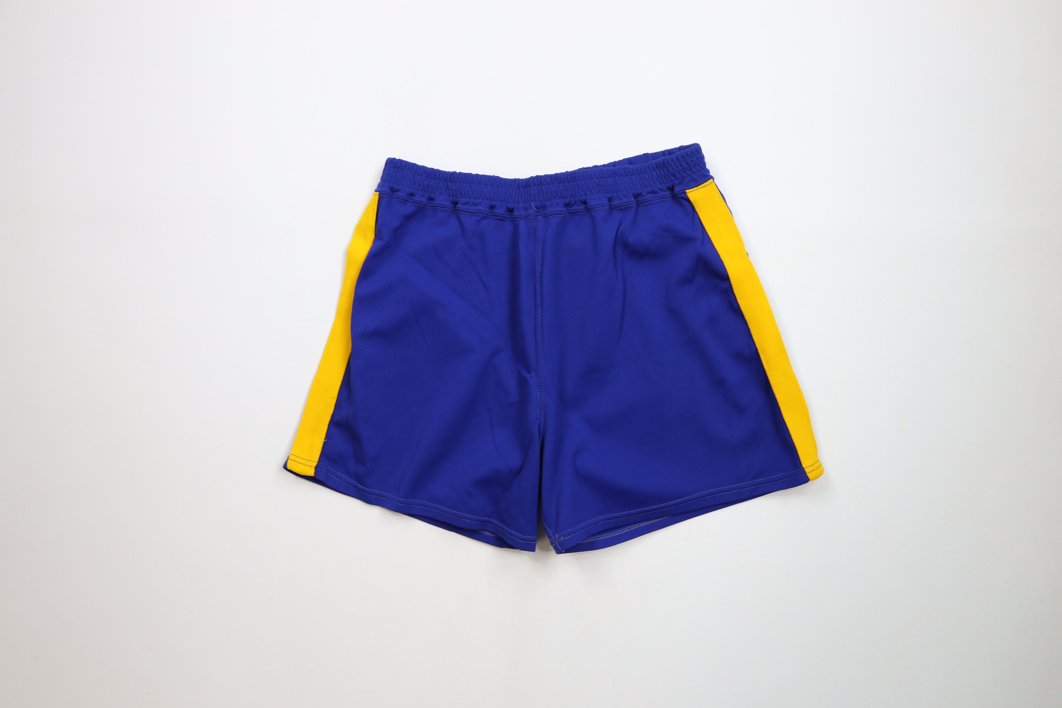 Vintage Vintage 50s Streetwear Block Knit Basketball Shorts Blue USA Size US 38 / EU 54 - 1 Thumbnail