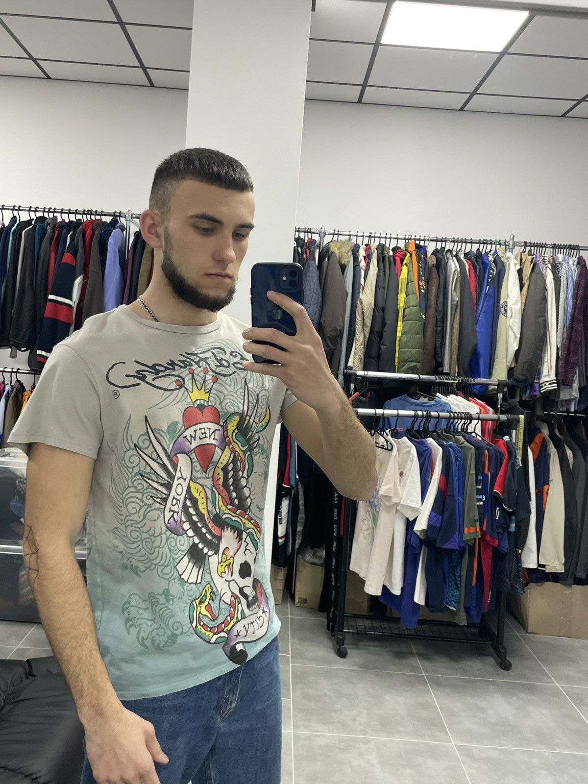 Christian Audigier × Ed Hardy Ed Hardy by Christian Audigier Skull New York T-Shirt Size M Size US M / EU 48-50 / 2 - 2 Thumbnail