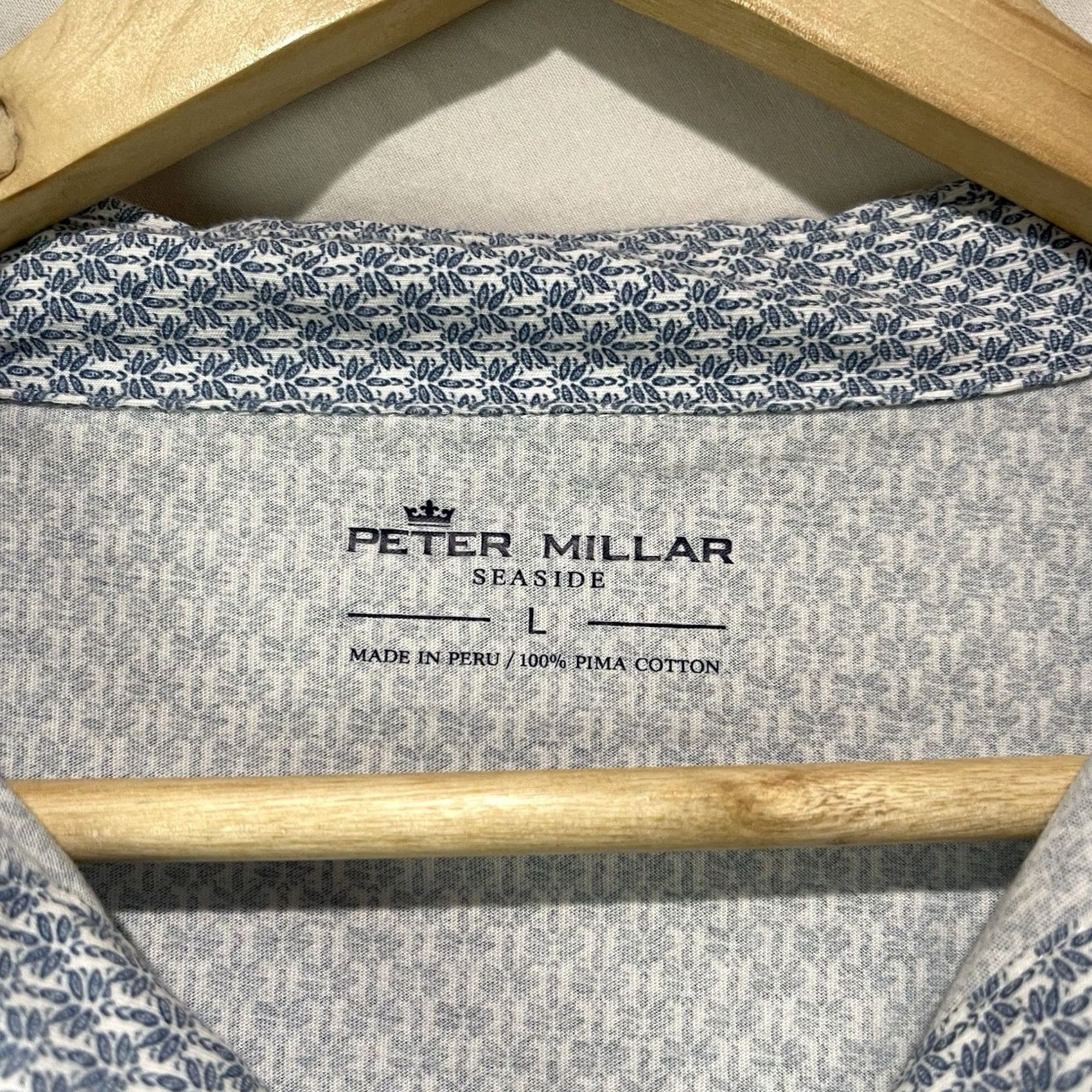 Peter Millar Peter Millar Seaside Polo Shirt Mens Large Blue Polo Shirt Casual Golf Tennis 100% Cotton Button Embroidered Logo Size US L / EU 52-54 / 3 - 4 Thumbnail