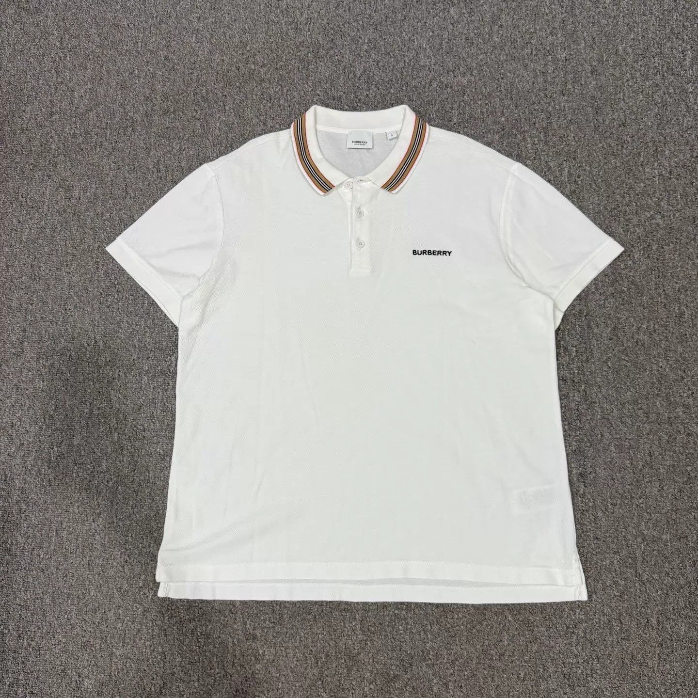 Burberry White Short Sleeve Polo Shirt Size US L / EU 52-54 / 3 - 1 Thumbnail