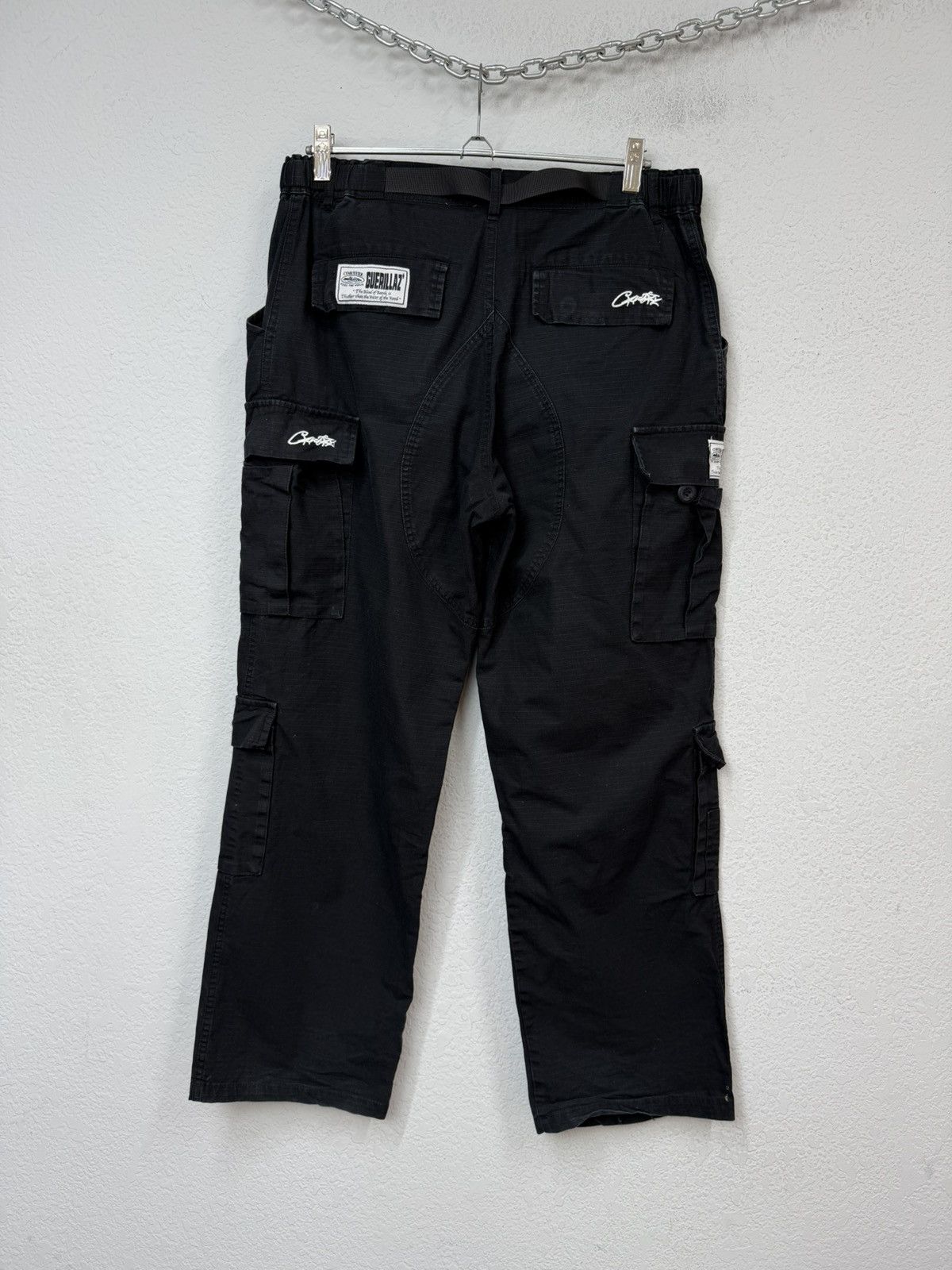 Corteiz Vintage Corteiz Cargo Pants Black Big Logo Size US 33 - 5 Thumbnail