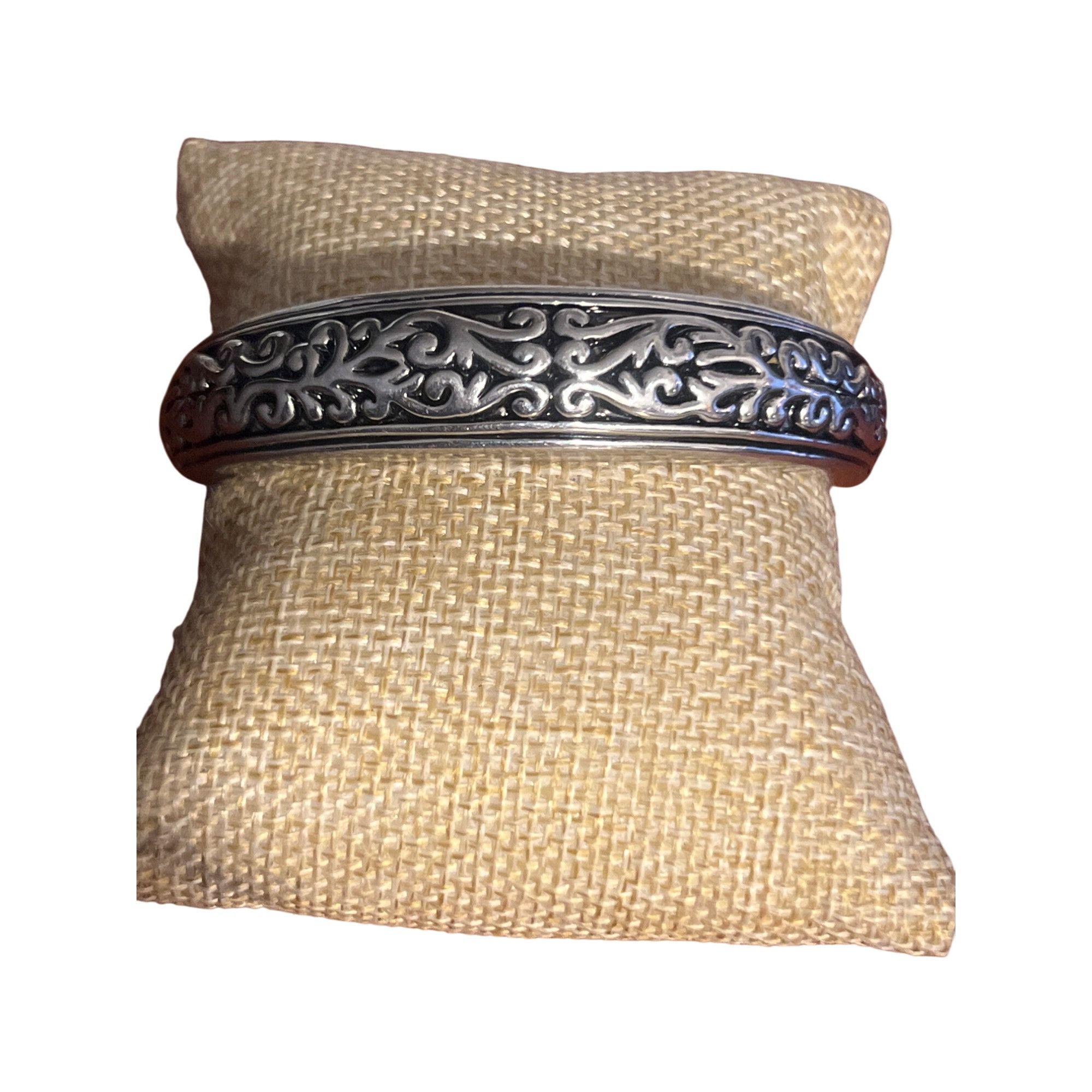 Other Vintage Silver Tone Clamper Bangle Bracelet Etched Scrollwor Size ONE SIZE - 1 Thumbnail
