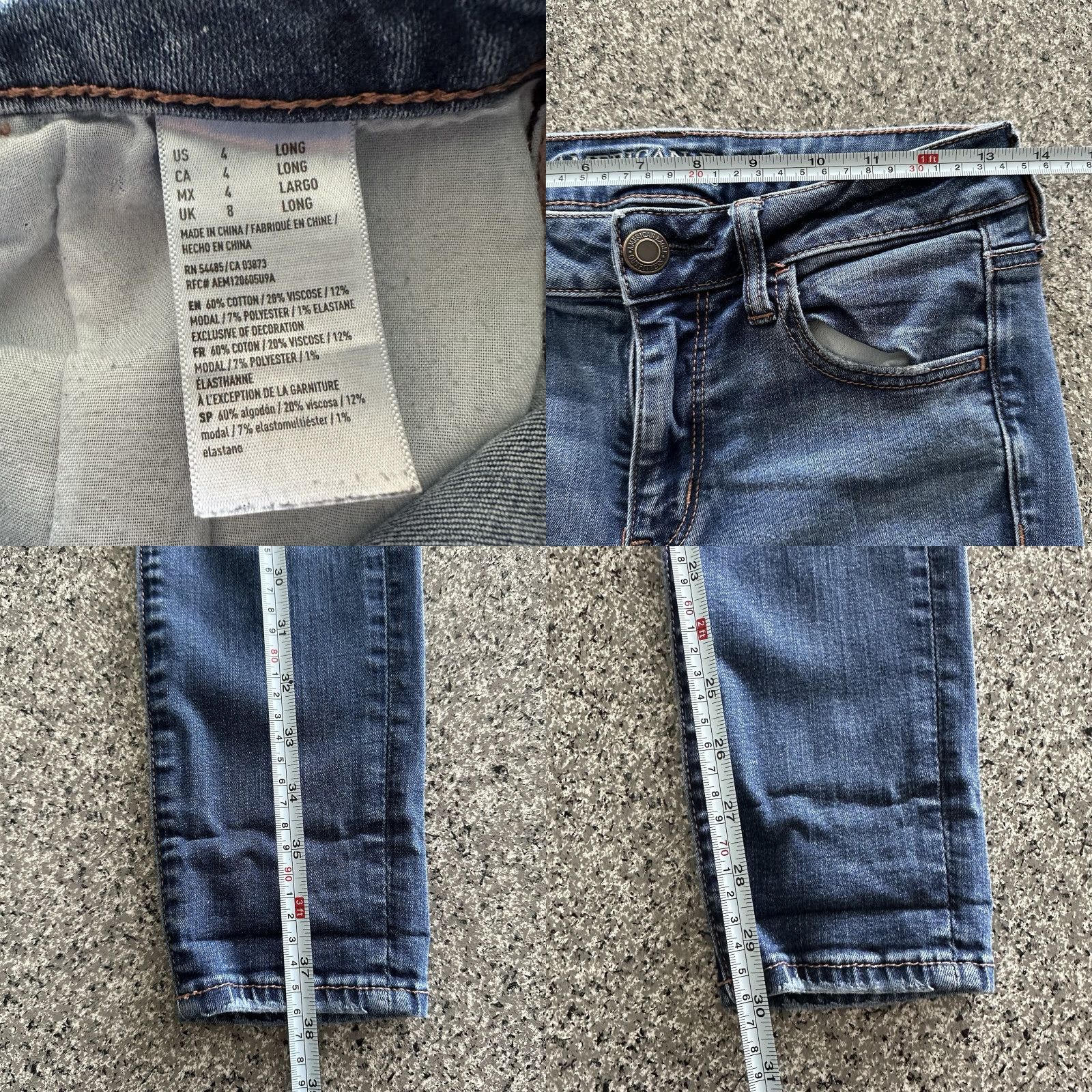American Eagle Outfitters American Eagle Outfitters Jegging Jeans Womens 4 Long 27x30 Distressed Stretch Blue 60% Cotton Size 27" / US 4 / IT 40 - 8 Thumbnail