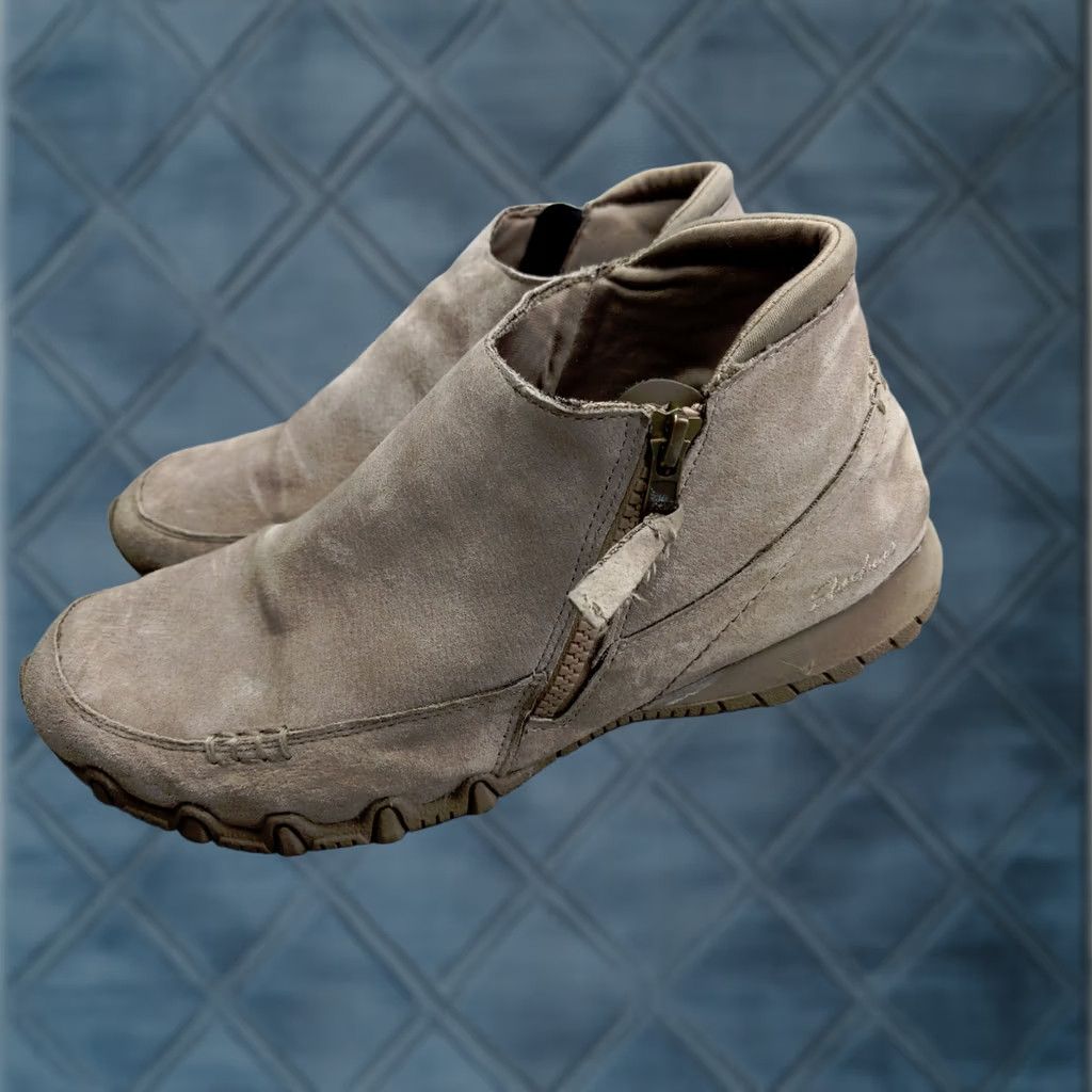 SKECHERS Skechers Bikers Boots Womens 10 40 Beige Leather Suede Zip up Ankle Booties Size US 10 / IT 40 - 1 Thumbnail