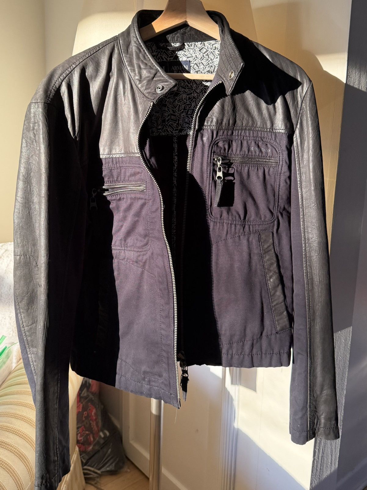 Armani ARMANI Black Biker Jacket Size US L / EU 52-54 / 3 - 2 Thumbnail