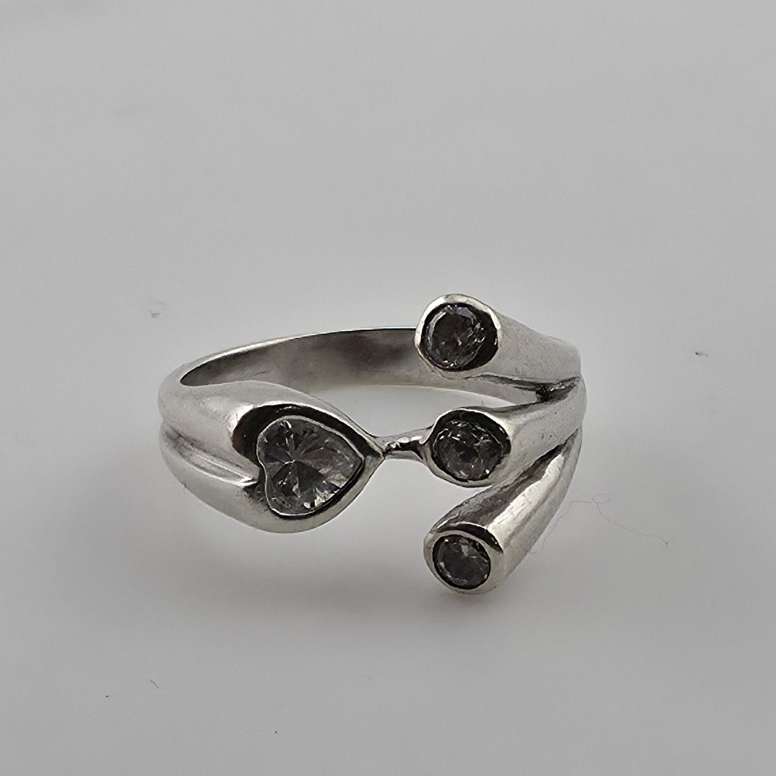 Other Sterling Silver Heart CZ Wrap Ring Size 7 Romantic 925 Size ONE SIZE - 2 Thumbnail