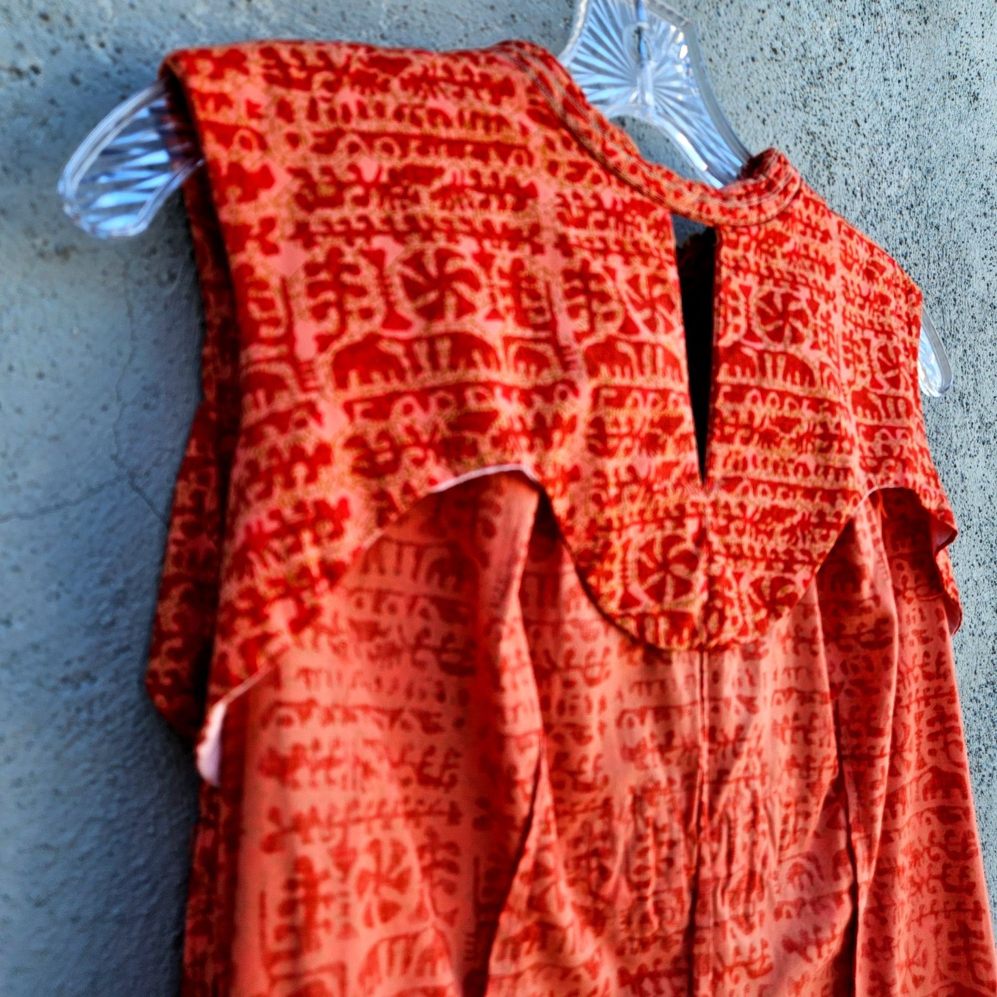 Vintage Vintage 60s Rama Siam Orange Quilted Cotton Dress 6 8 Thaila Size S / US 4 / IT 40 - 9 Thumbnail