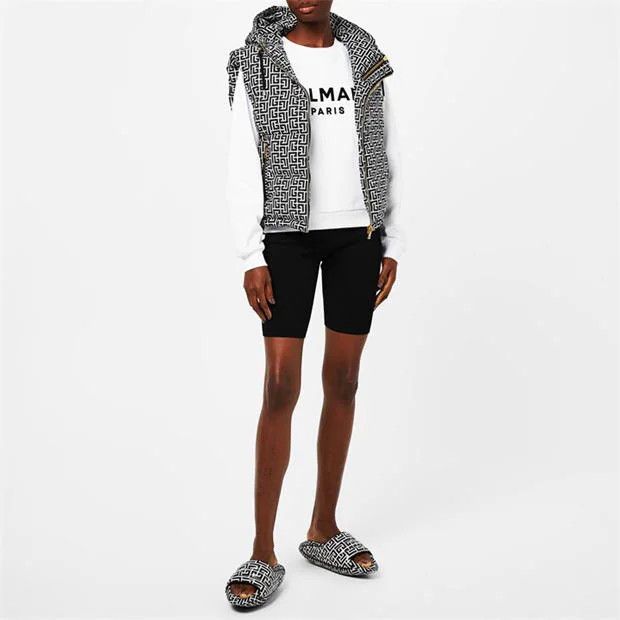 Balmain o1g2r1mq0924 Monogram Padded Gilet in Ivoire & Noir Size XS / US 0-2 / IT 36-38 - 6 Thumbnail