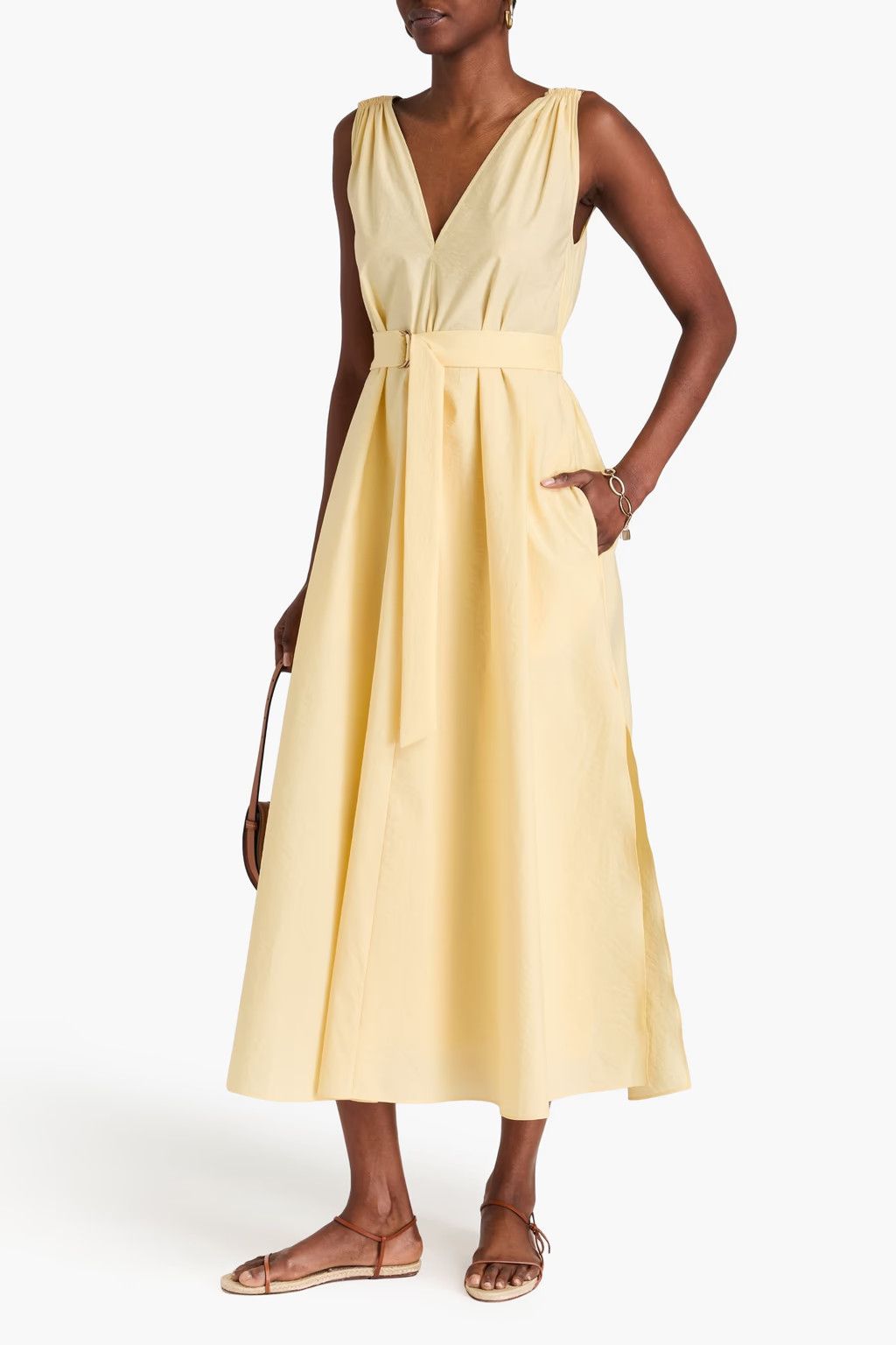 Brunello Cucinelli o1w1db10825 Dress in Bright Yellow Size L / US 10 / IT 46 - 2 Thumbnail