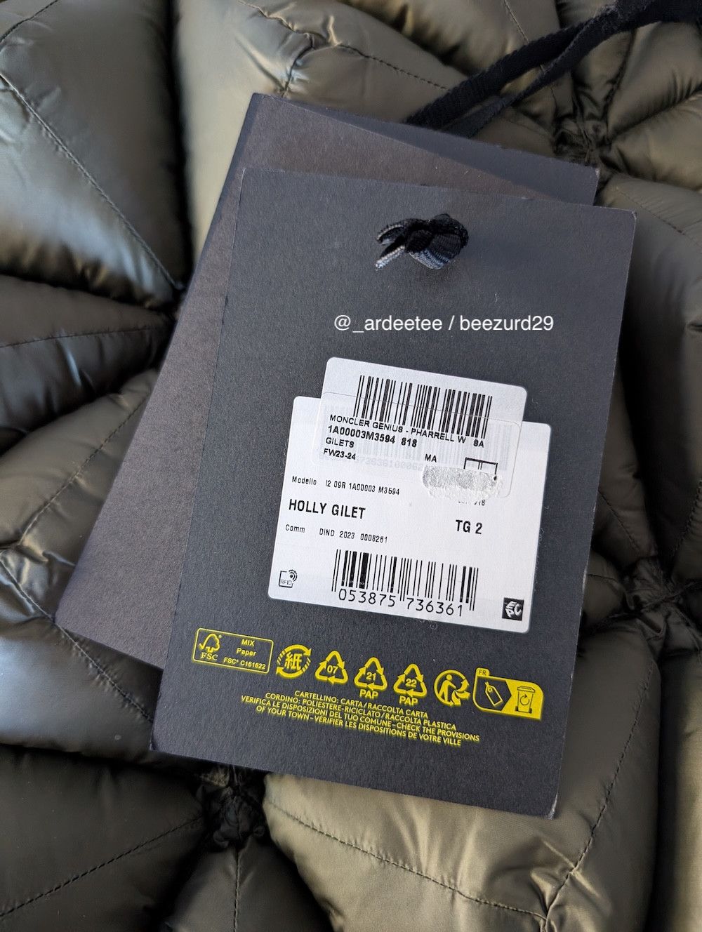 Moncler Genius × Pharrell *NEW* RARE PHARRELL HOLLY QUILTED PUFFER DOWN VEST FW23 Size US M / EU 48-50 / 2 - 11 Thumbnail