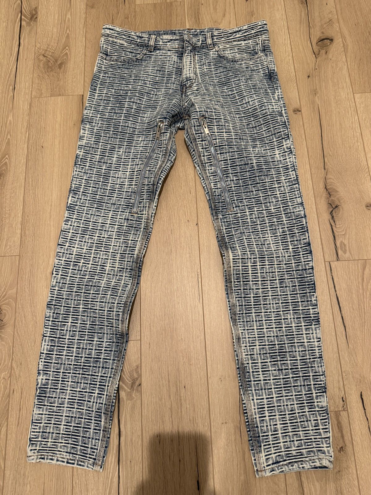 Image of Givenchy 4G-Print Denim Jeans in Blue, Men's (Size 34)