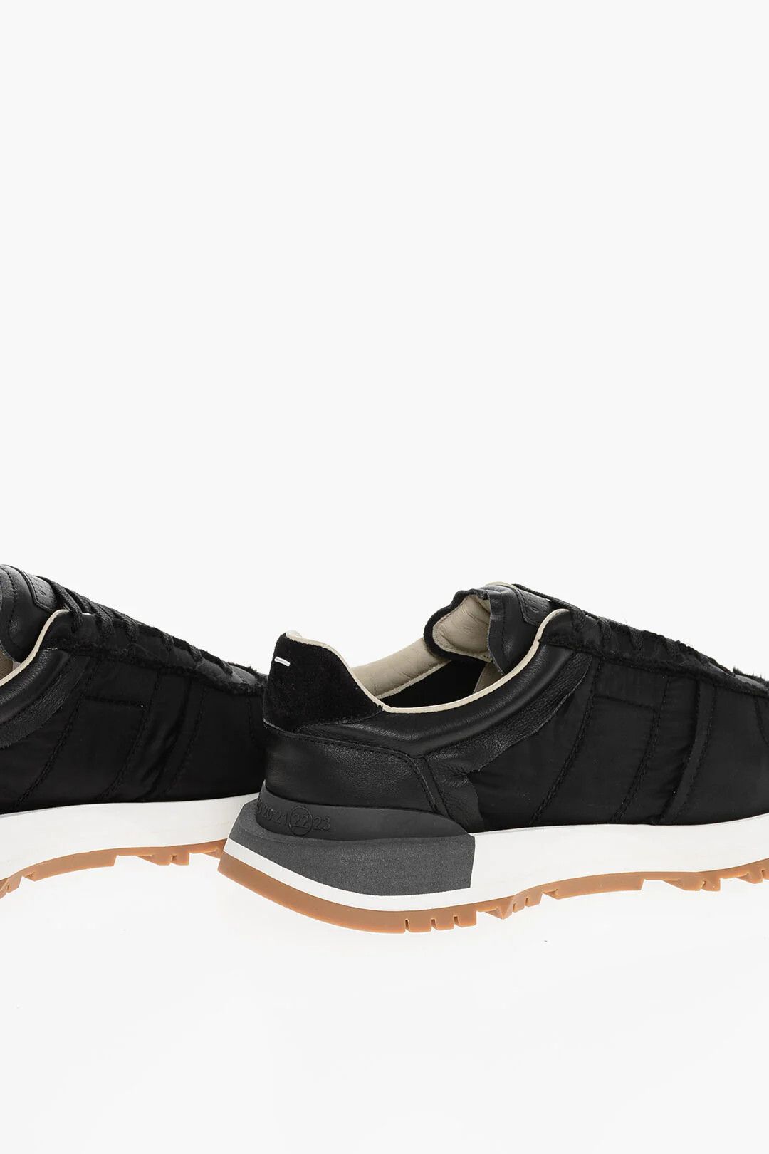 Maison Margiela og1mm0326 Leather & Fabric Low-Top Sneakers in Black Size US 9 / EU 42 - 2 Thumbnail