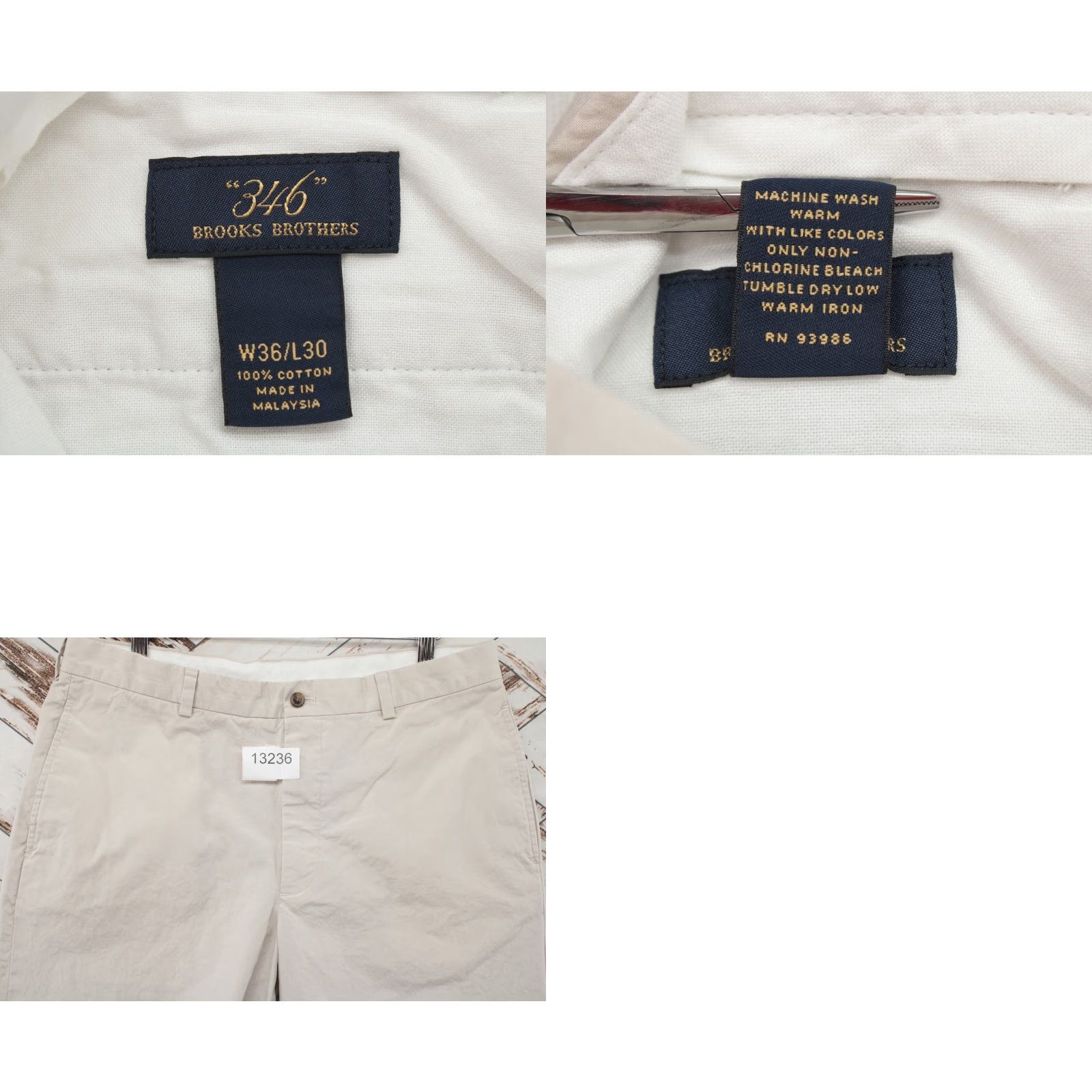 Brooks Brothers Brooks Brothers 346 Chino Pants Mens 36X29 Beige Flat Front 100% Cotton Preppy Size US 36 / EU 52 - 8 Thumbnail
