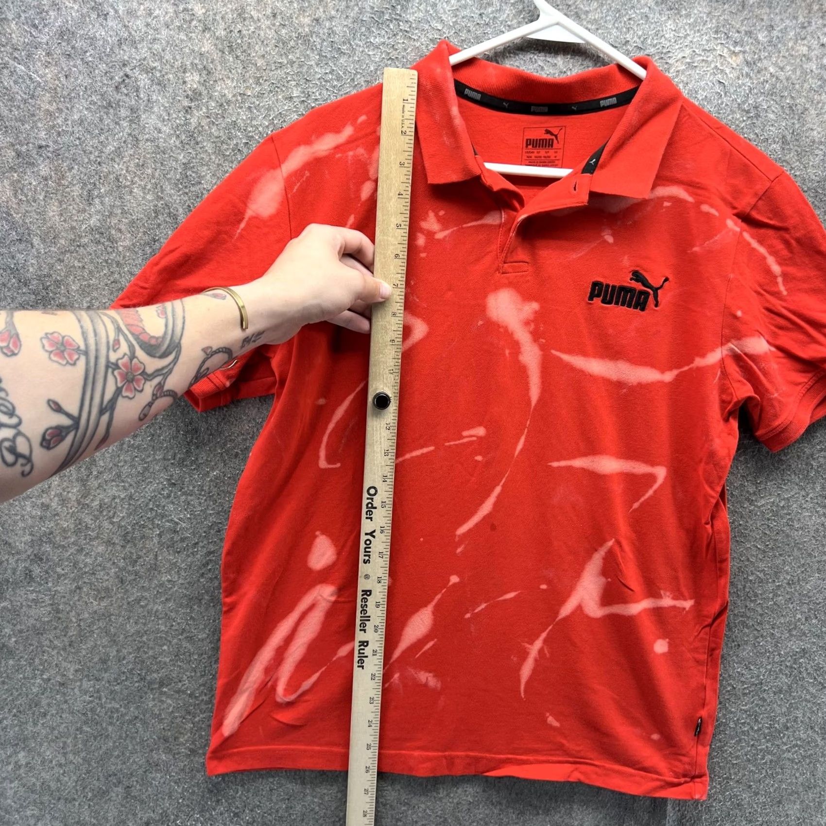 Puma Puma Polo Shirt Mens M Red Short Sleeve Casual Bleach Stained Flawed Size US M / EU 48-50 / 2 - 6 Thumbnail