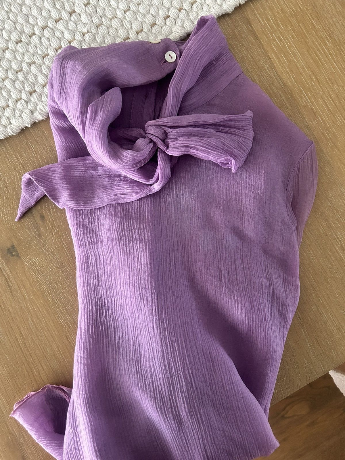Dolce & Gabbana Dolce & Gabbana Purple Silk Tie-Up Detail Blouse Size XS / US 0-2 / IT 36-38 - 10 Thumbnail
