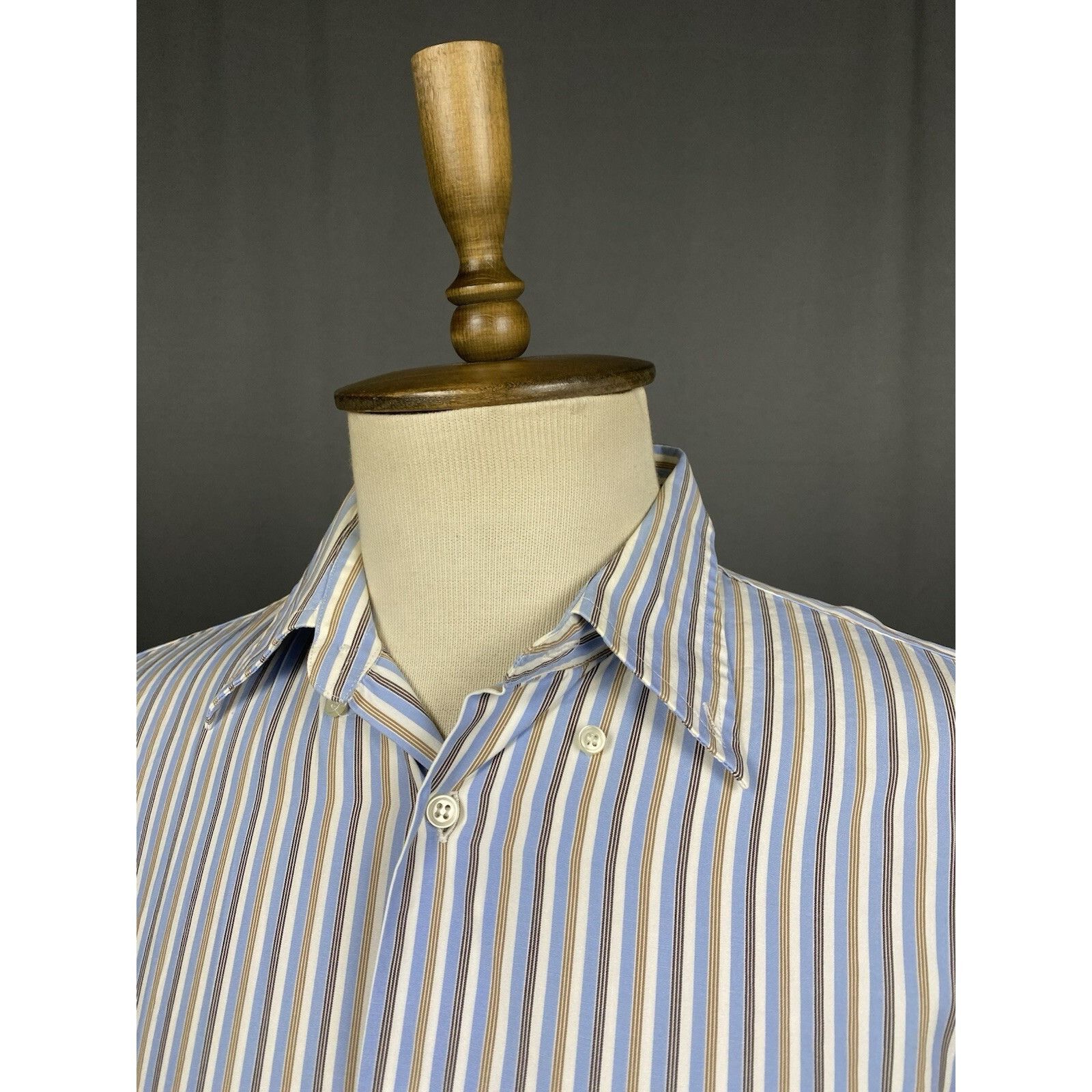 Burberry Burberry Men's Blue Striped Longsleeve Striped Shirt Size 3 Size US L / EU 52-54 / 3 - 6 Thumbnail