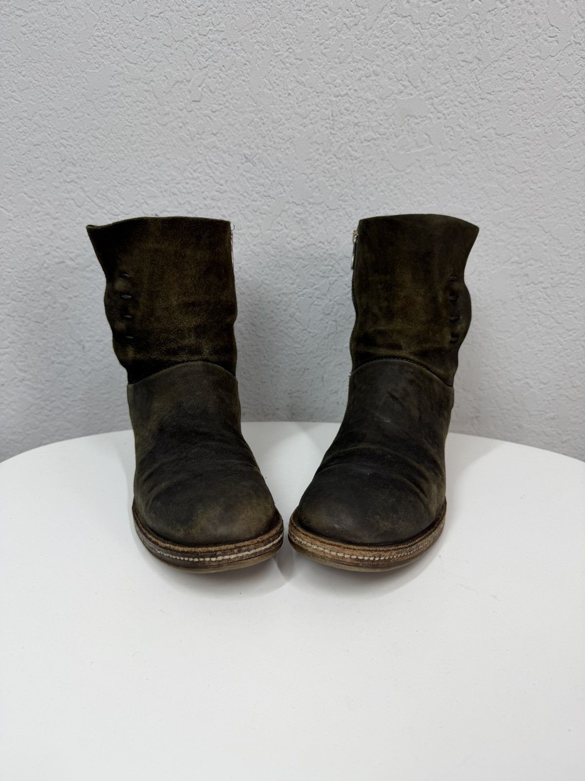 A.S.98 AS 98 Vibe Artisan Khaki Leather Side Back Zip Biker Boots Size US 8.5 / EU 41-42 - 5 Thumbnail