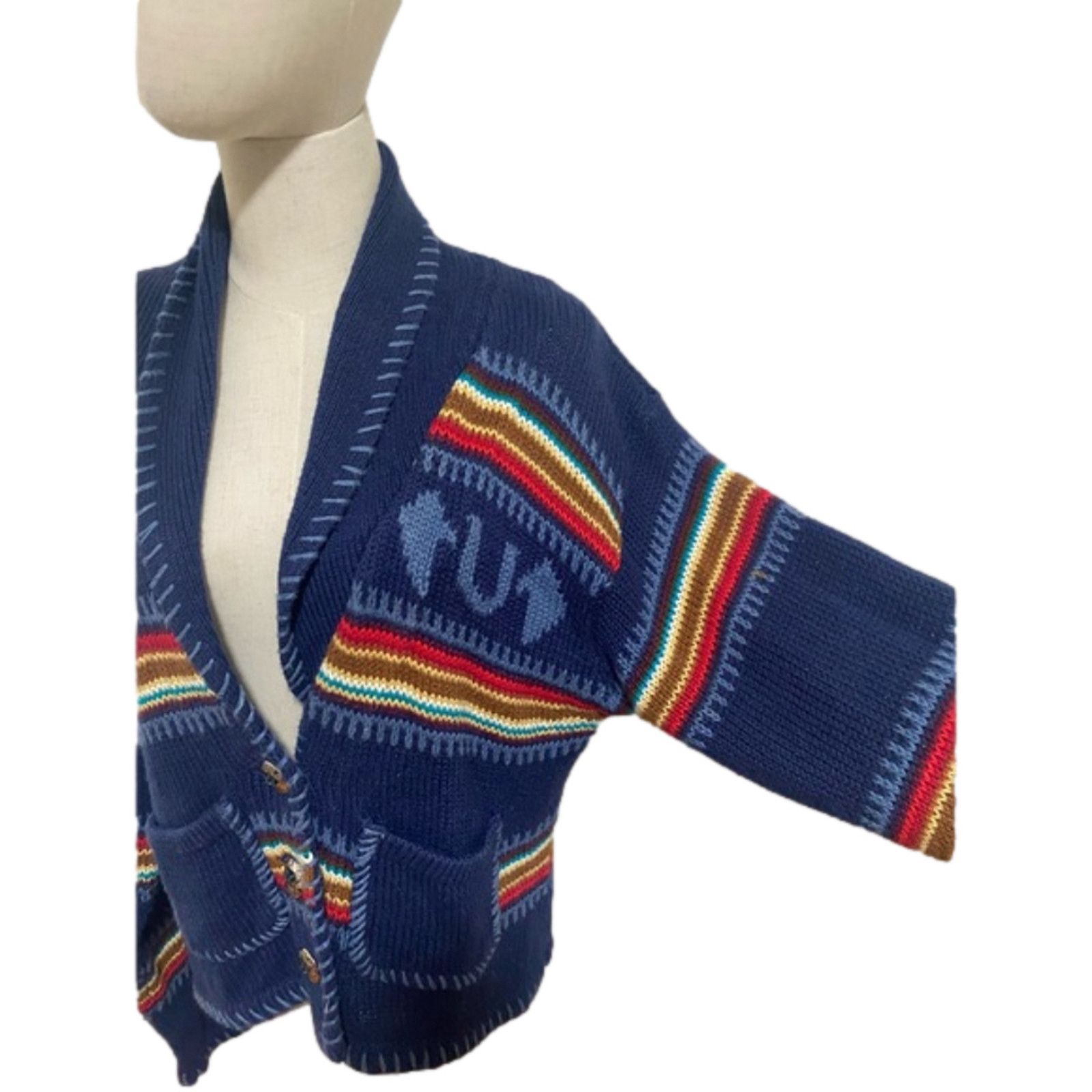 Vintage VTG CAPEZIO RAINBOW HORSE SWEATER equestrian western rodeo Size L / US 10 / IT 46 - 4 Thumbnail
